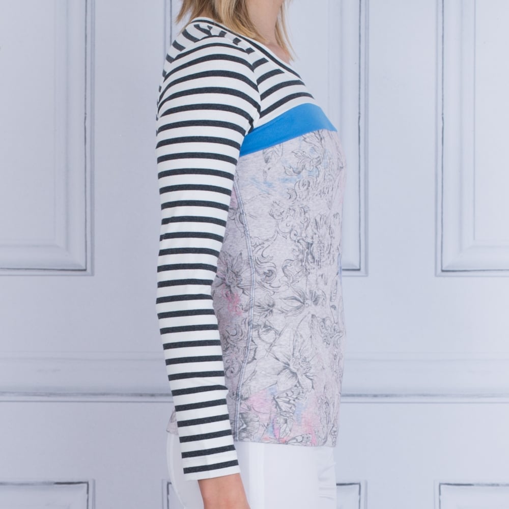 Marc Cain Round Neck Long Sleeve Stripe Top Multi