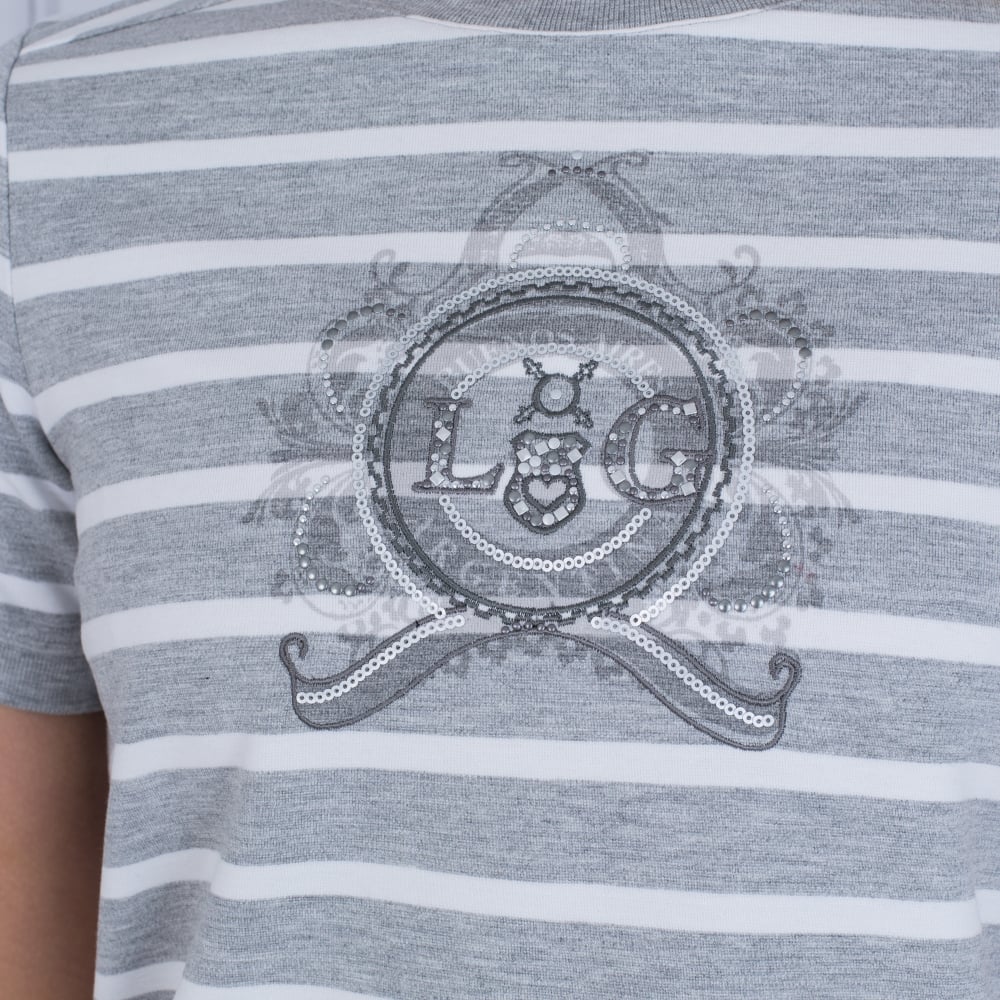 L Argentina Jersey Stripe Dress Grey