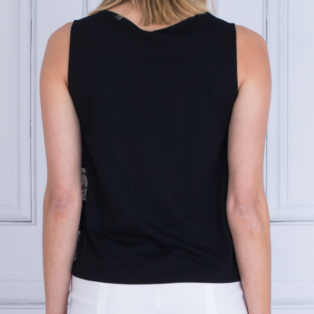 Riani Sleeveless Stripe Lace Top Taupe/Black