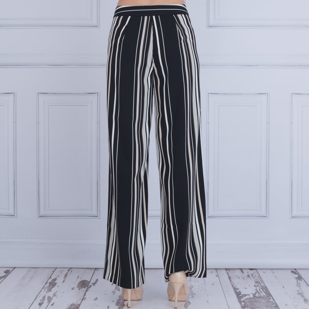 Marc Cain Stripe Wide Leg Pant Black/Beige