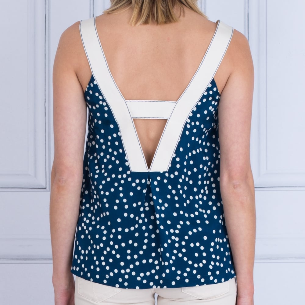 Beatrice B Spot Wide Strap Cami Blue/White