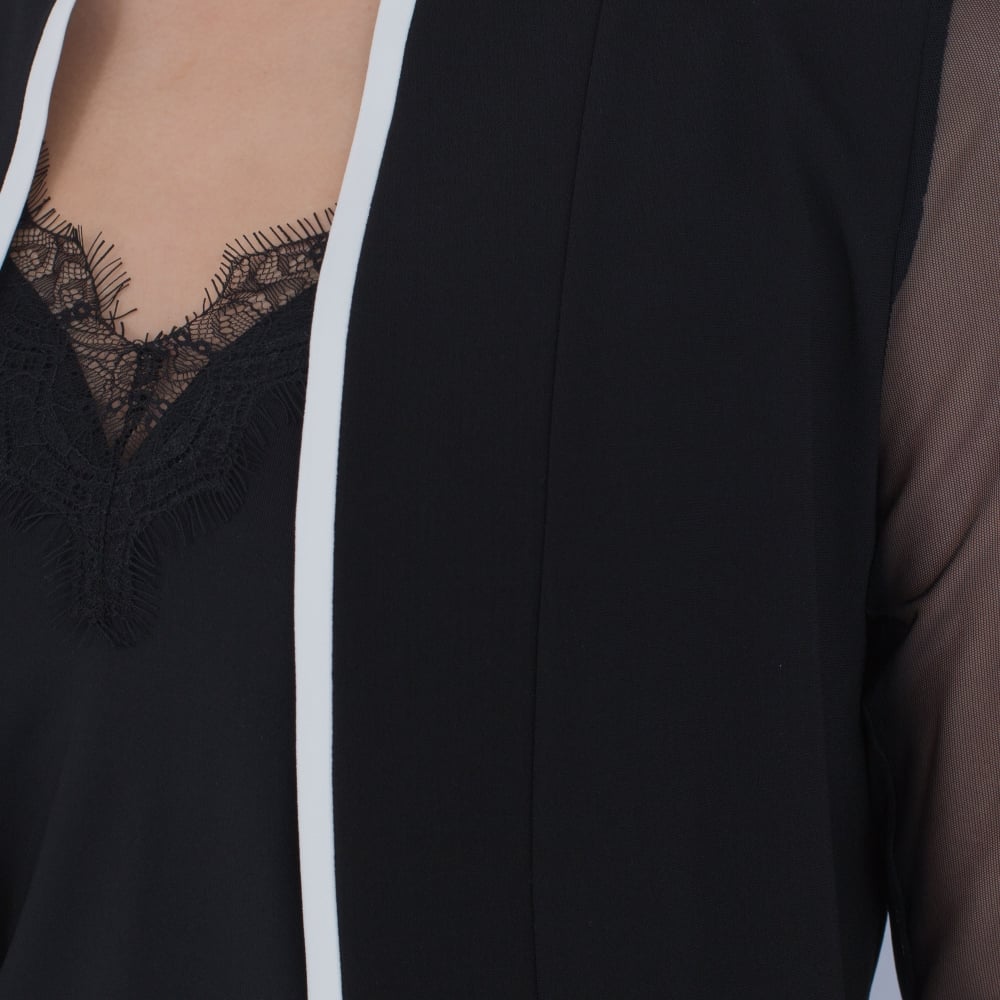 Dexterior Chiffon Jacket With Piping Black/Cream