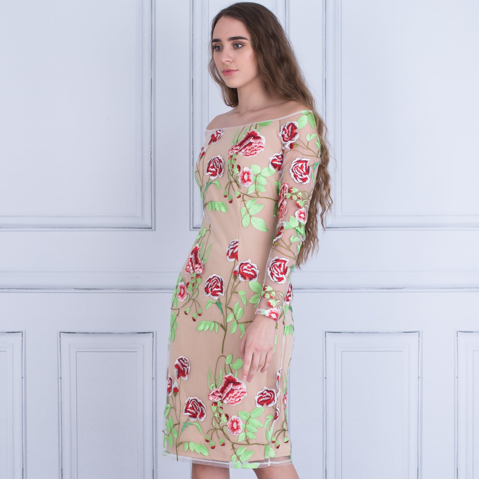 forever unique floral maxi dress Forever Unique Hazel Embroidered Floral Dress Nude – SisterOnlinestore