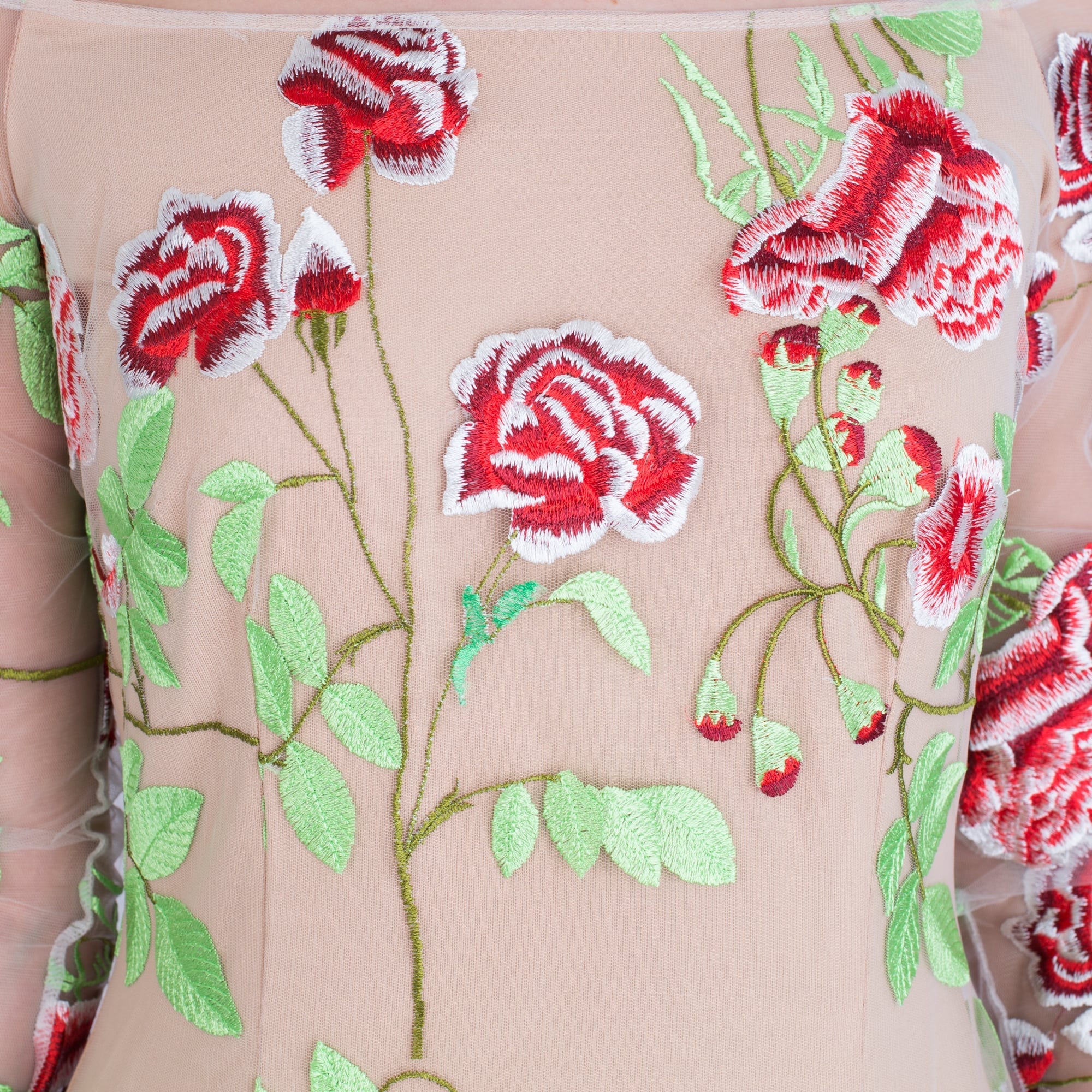 Forever Unique Hazel Embroidered Floral Dress Nude