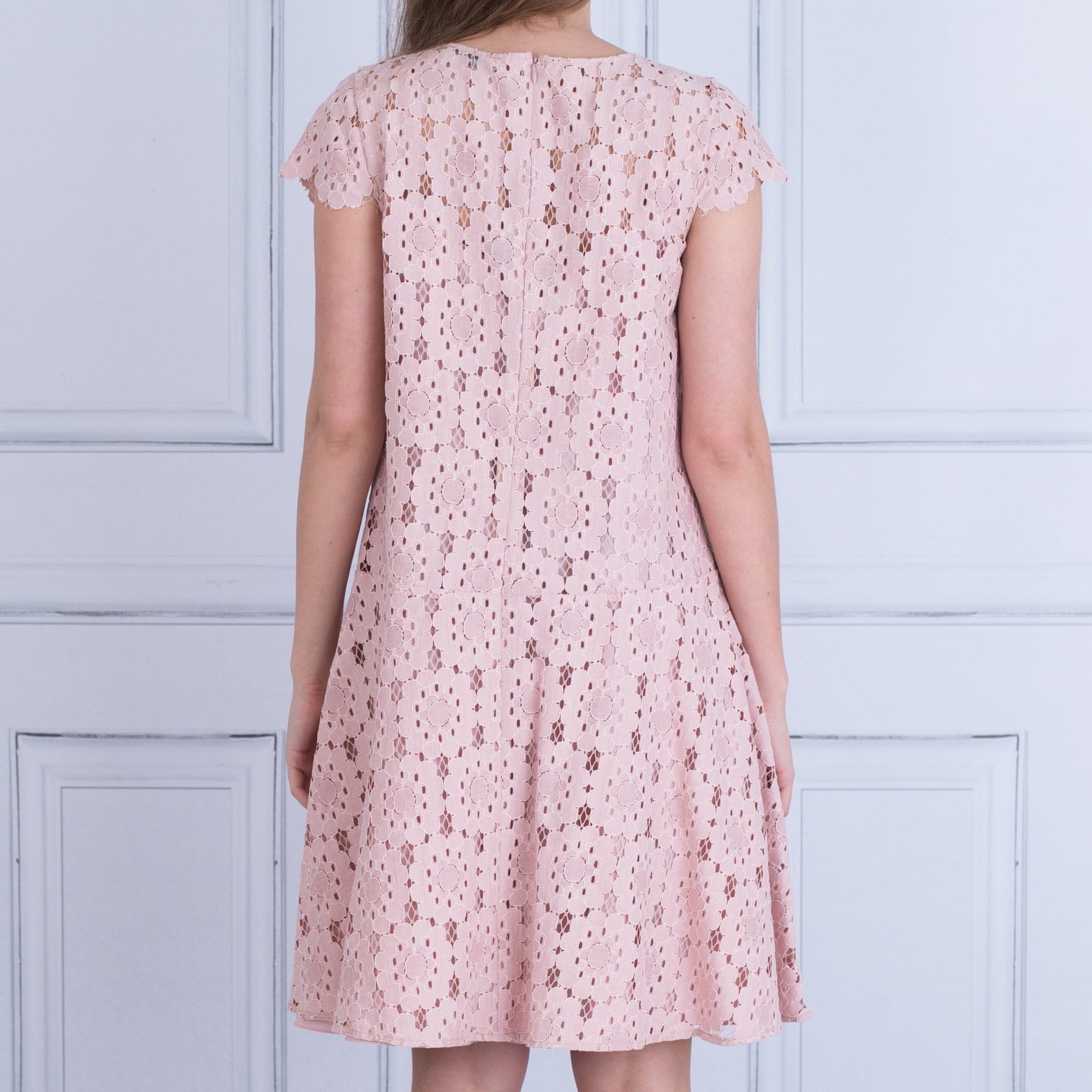 Beatrice B Cap Sleeve A Line Lace Dress Pink