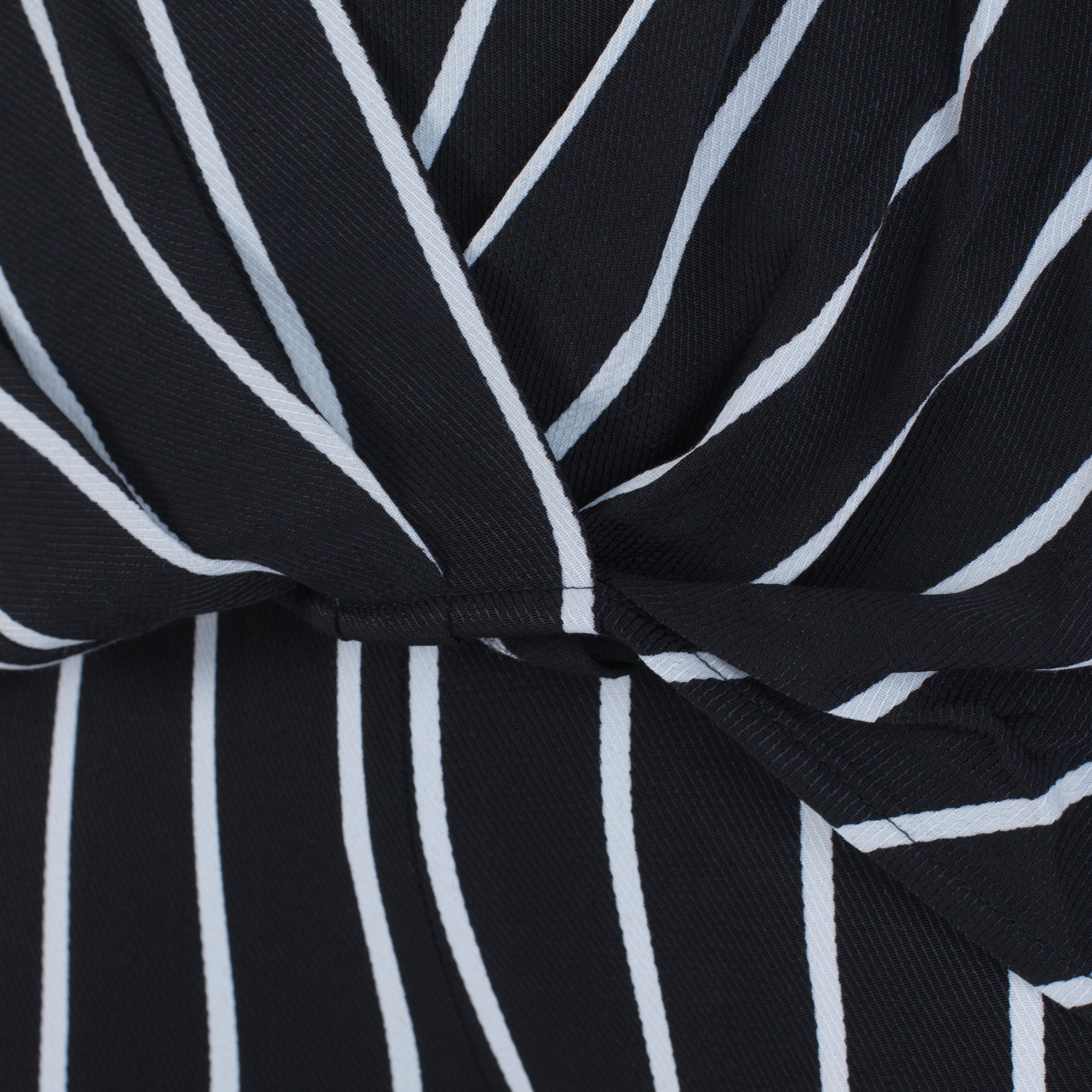 Forever Unique Angel Wrap Front Stripe Dip Back Blouse Black/White