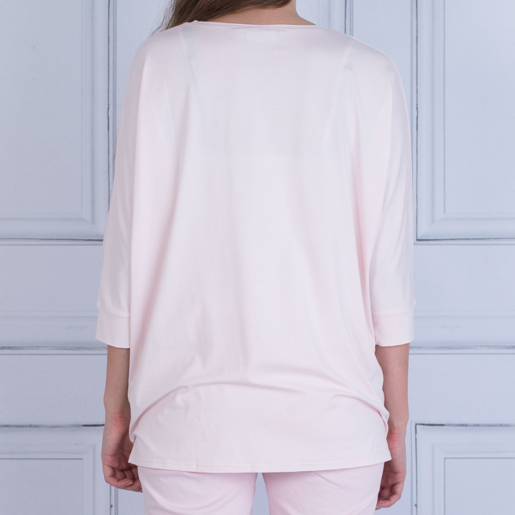 Masai Doritta Round Neck Bat Wing Knotted Front Top Baby Pink