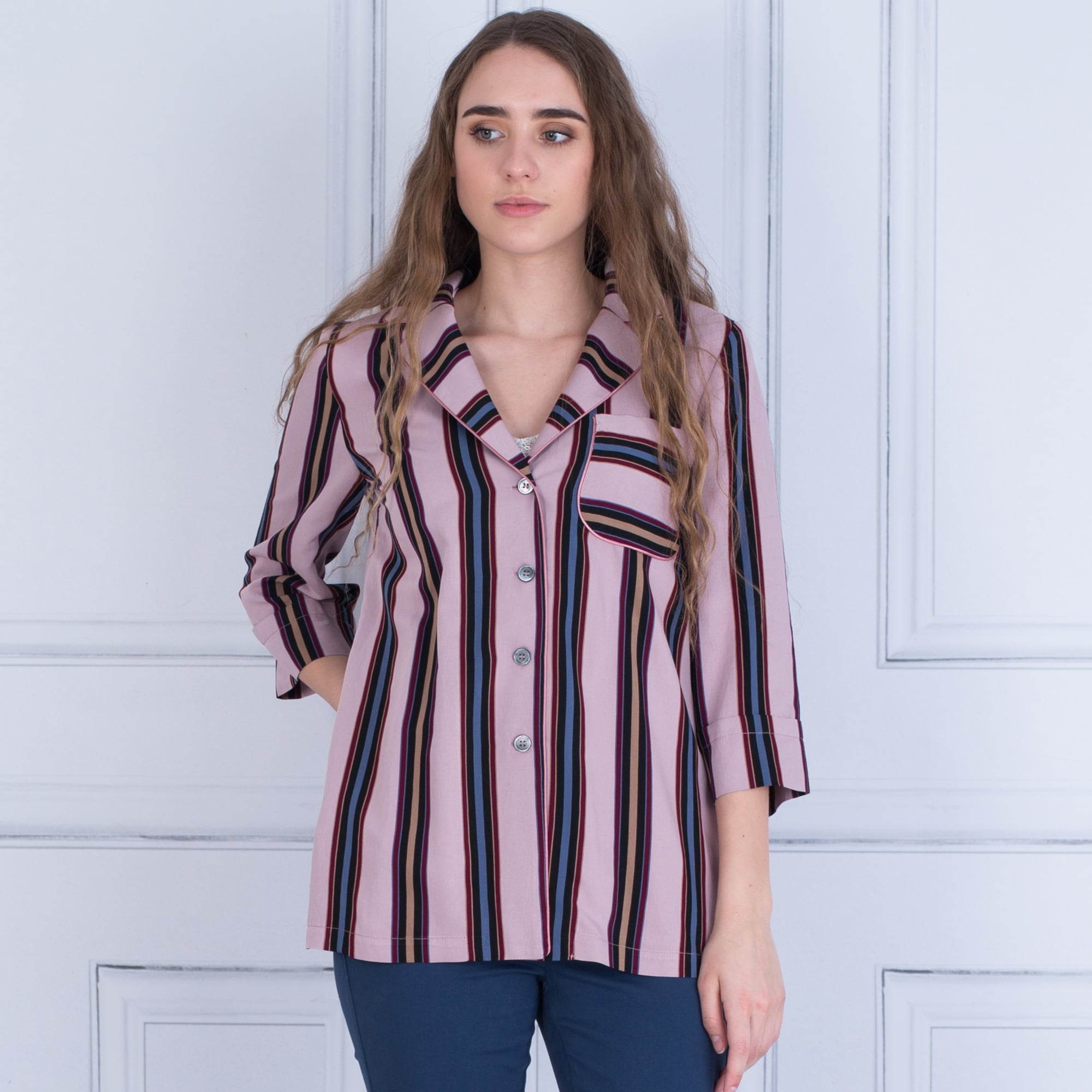 Beatrice B Stripe Jacket Pink & Blue