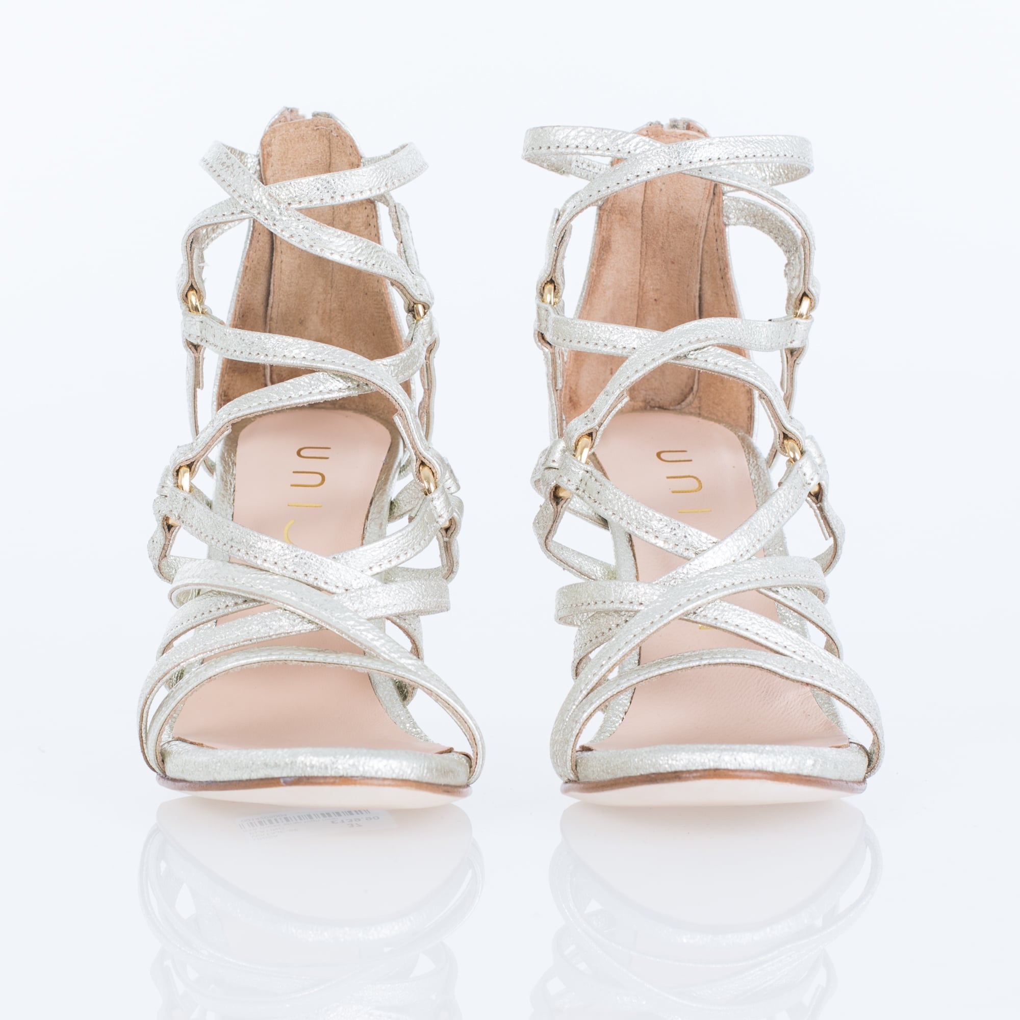 Unisa Cross Strap High Heel Platino