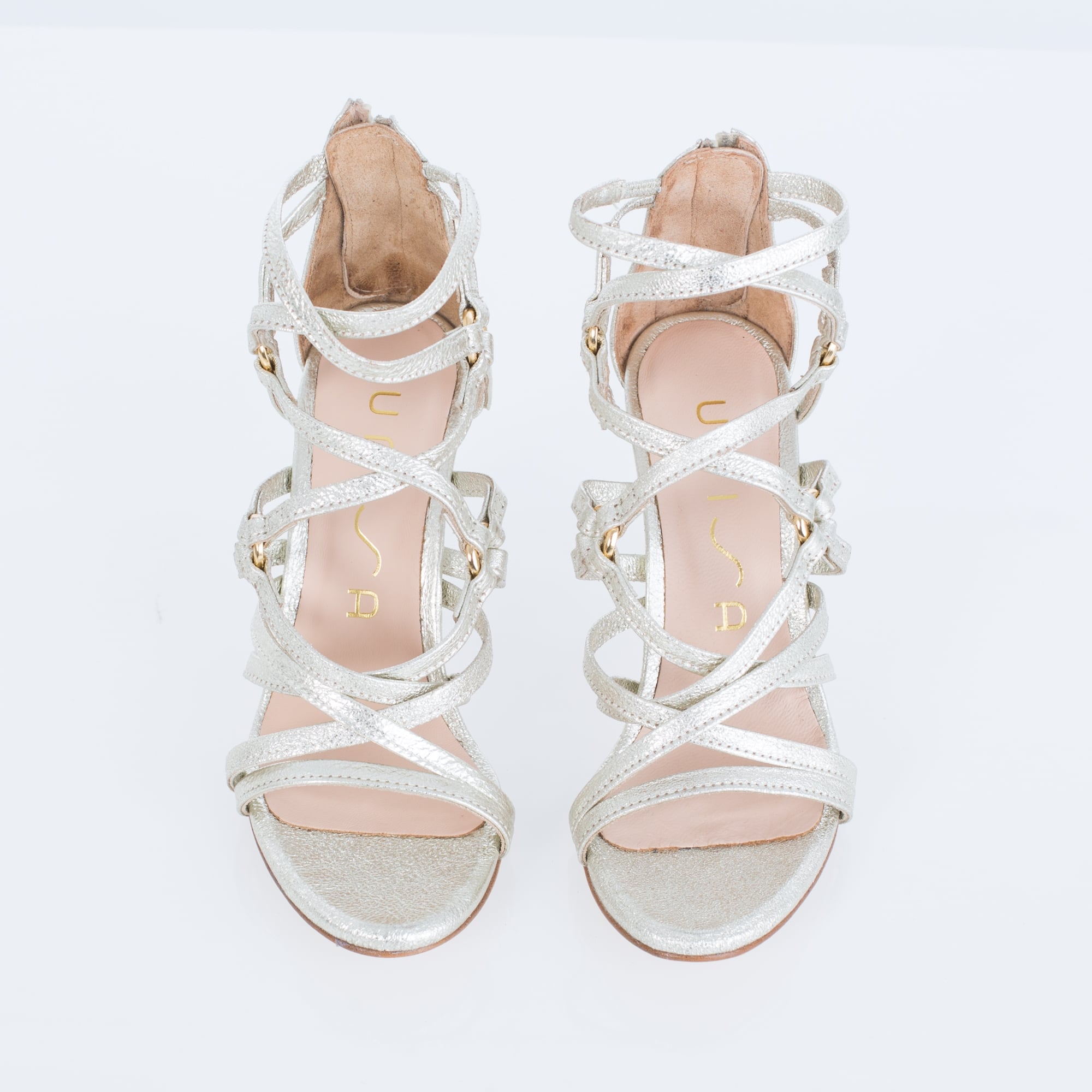 Unisa Cross Strap High Heel Platino