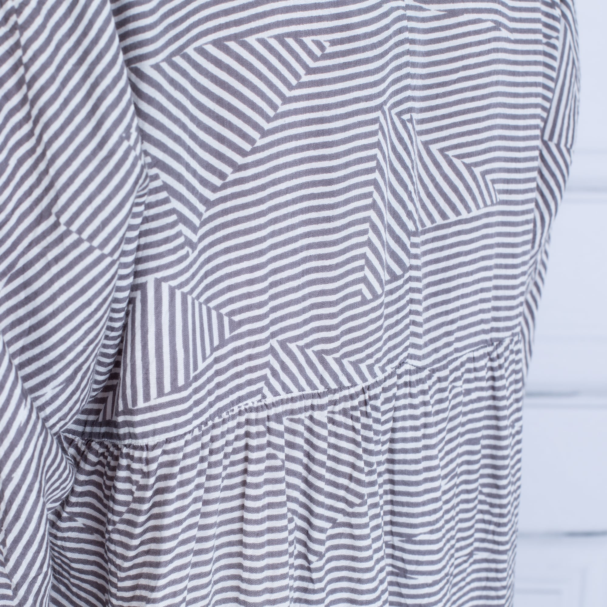 Masai Dalia Stripe Gathered Seam Front Blouse Dove