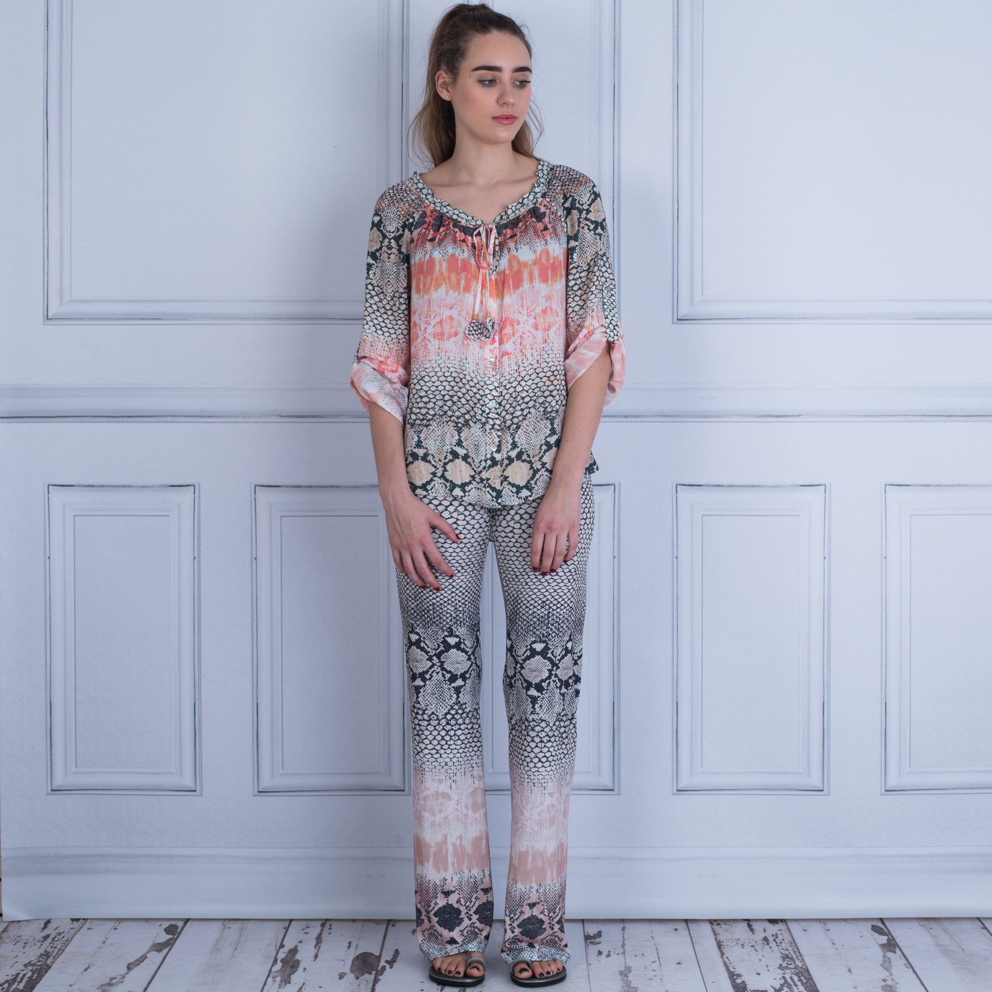 Hale Bob Snake Print Trouser Coral