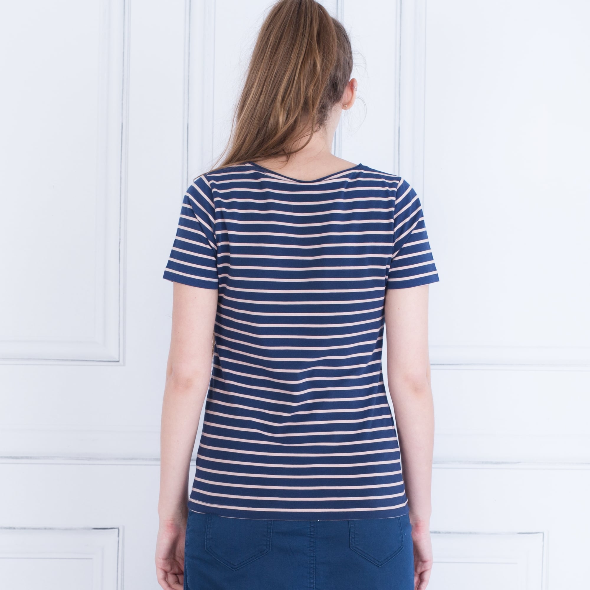 In Town 3 Button Cotton Jean Skirt Blue