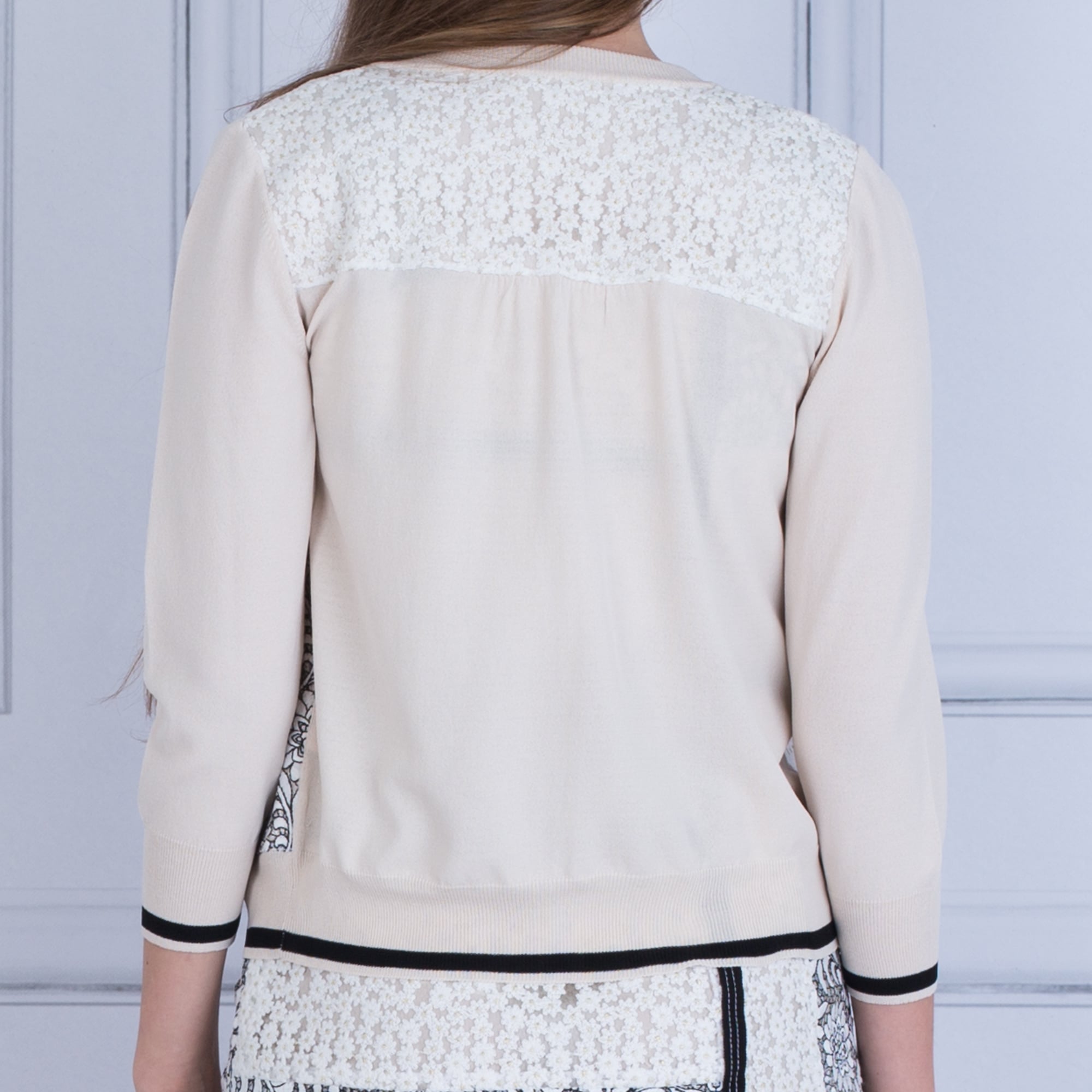 Riani Patchwork Cardigan Ecru/Black