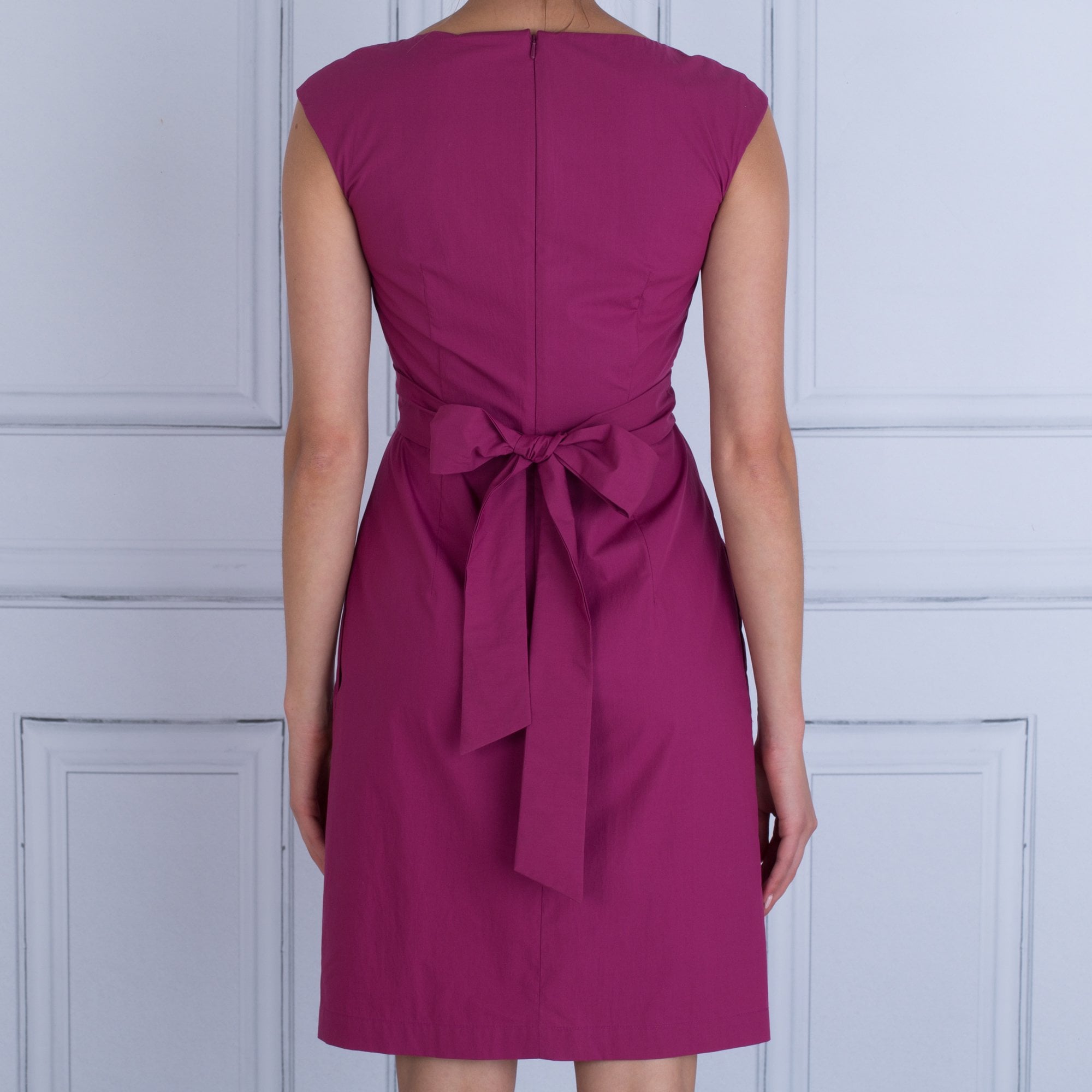 Weekend By Maxmara Candida V Neck Belted Cotton Poplin Magenta