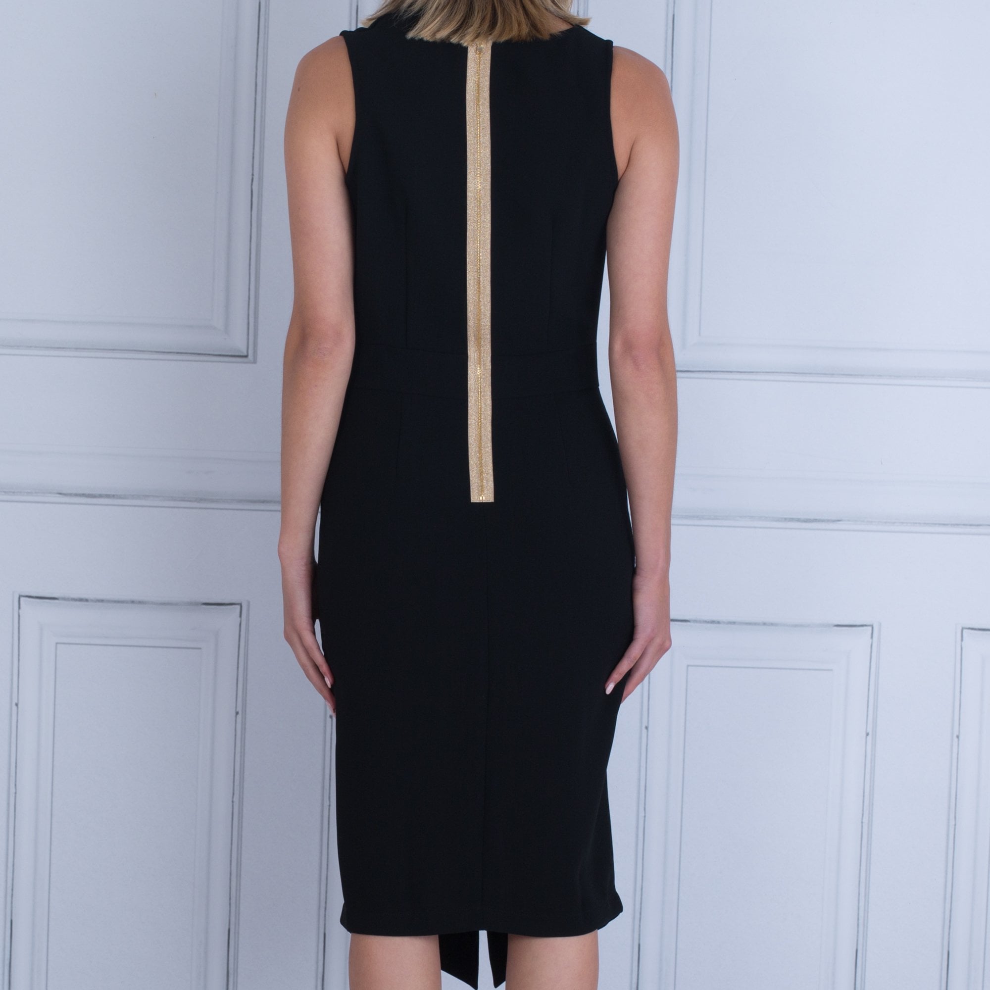 Mee & Thee Drape Front Crepe Dress Black
