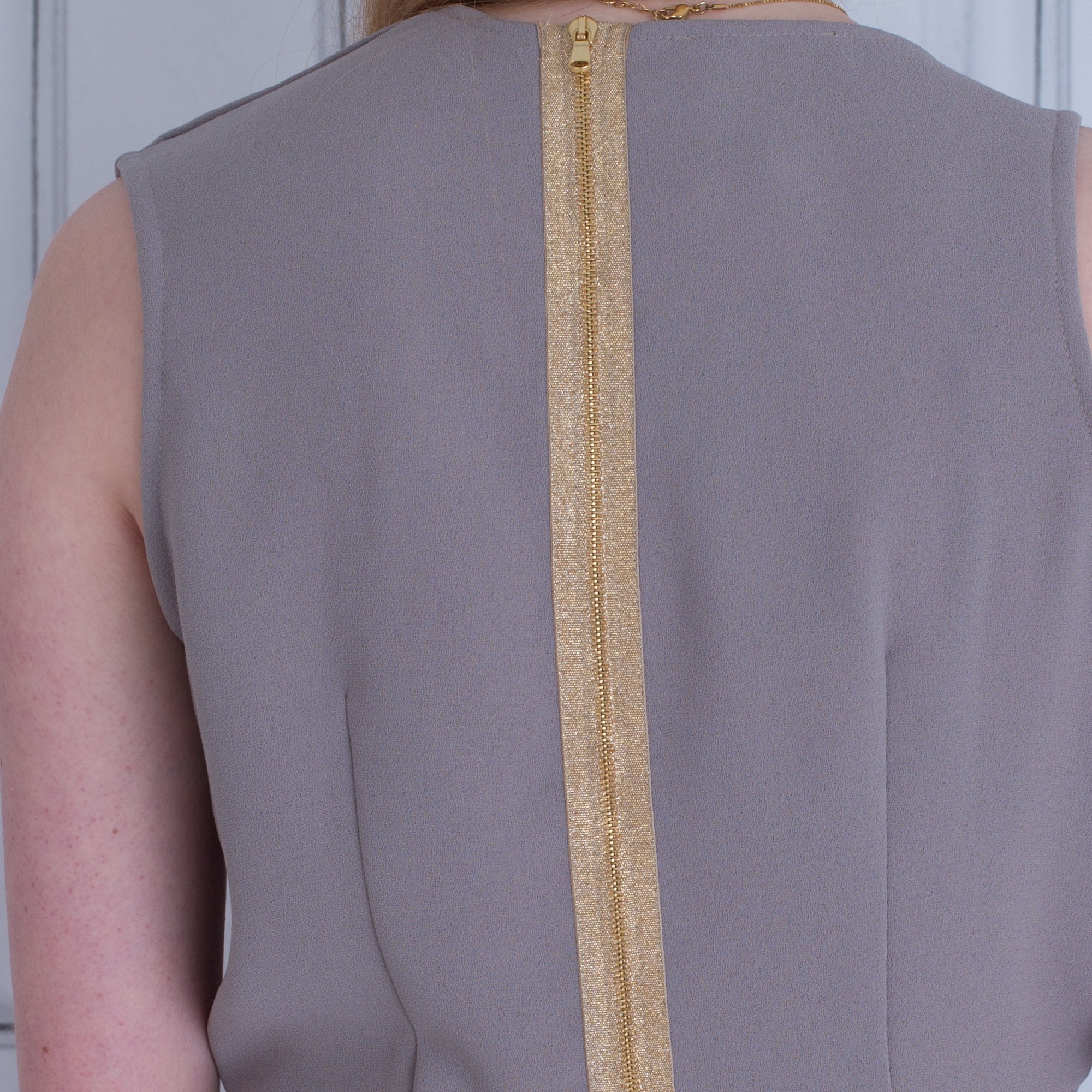 Mee & Thee Sleeveless Drape Front Dress Taupe