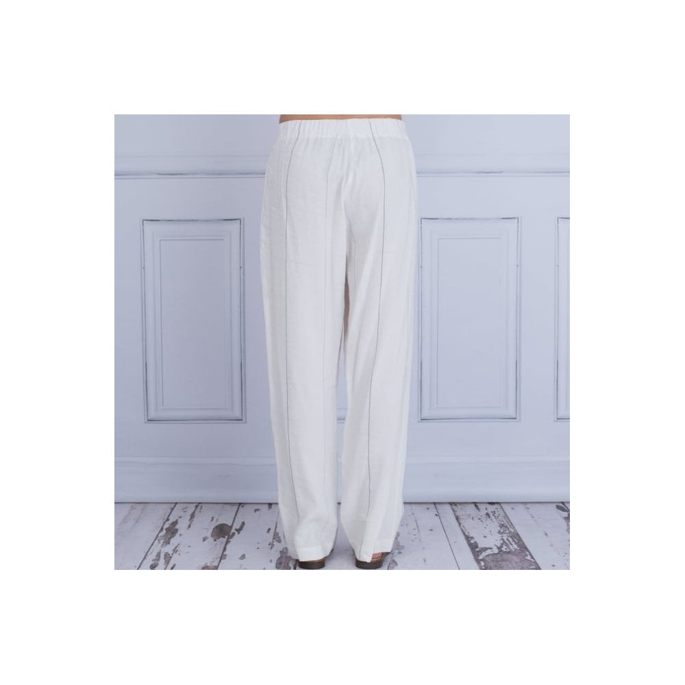 Crea Concept Wide Leg Linen Trouser Off White