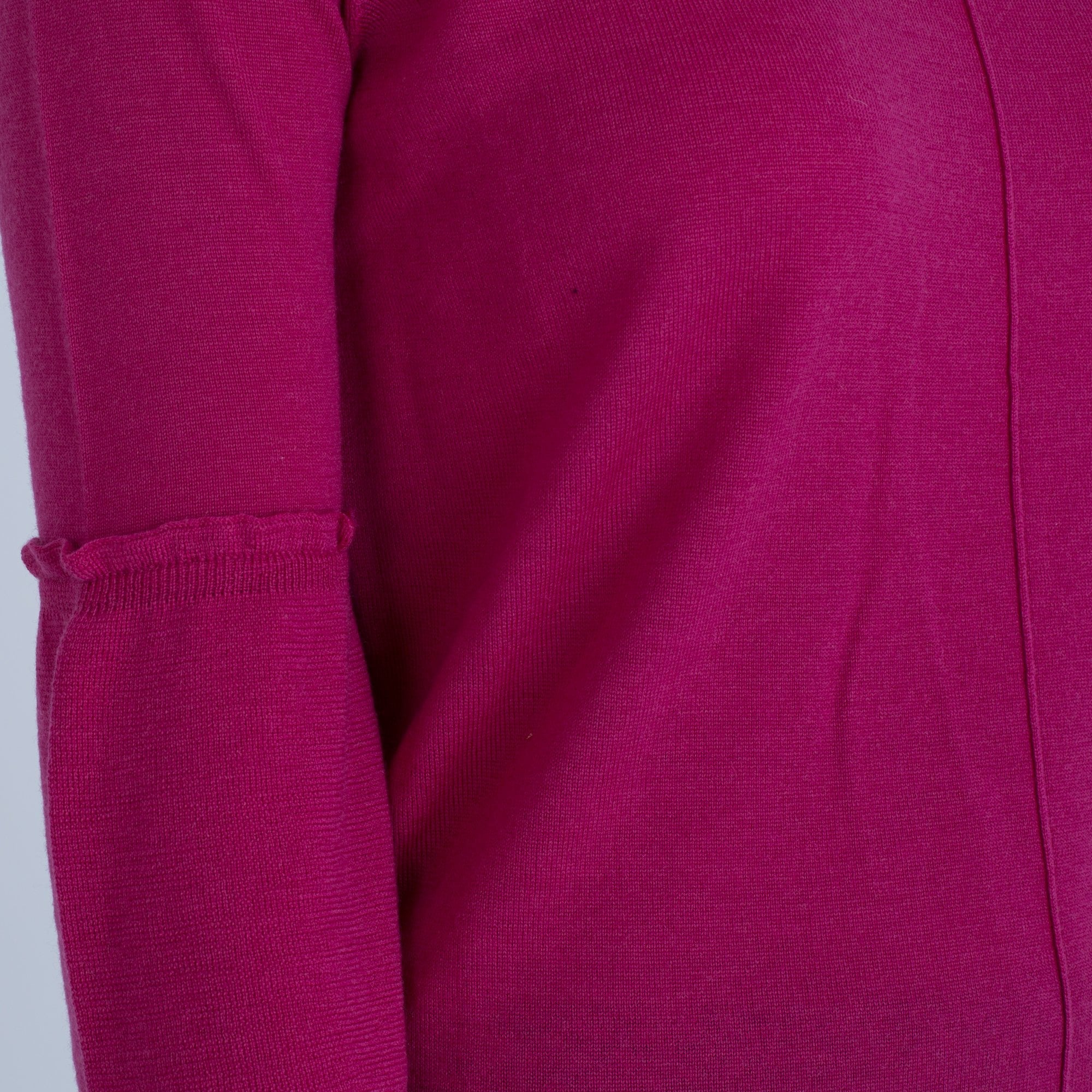 Luisa Cerano Round Neck Jumper With Fluted Sleeve Raspberry