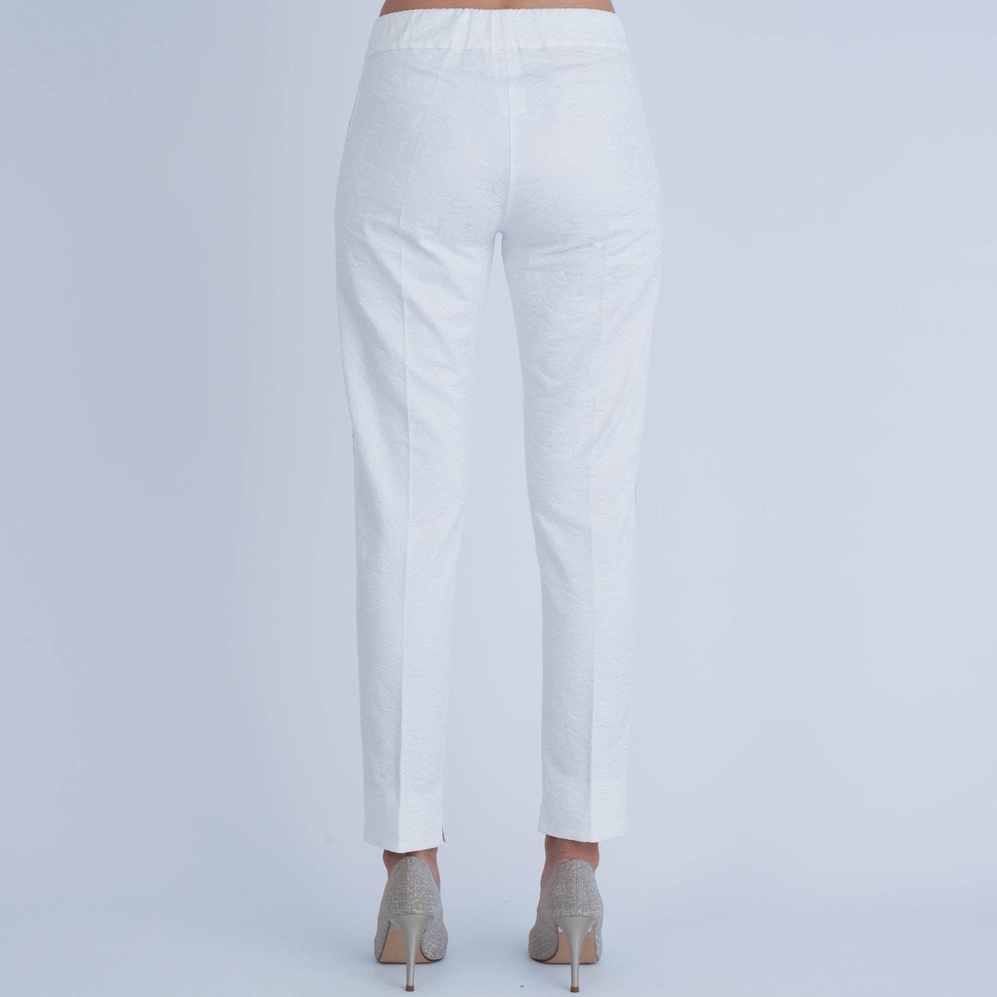 Dexterior Jacquard Pull On Pant With Metal Side Stripe White