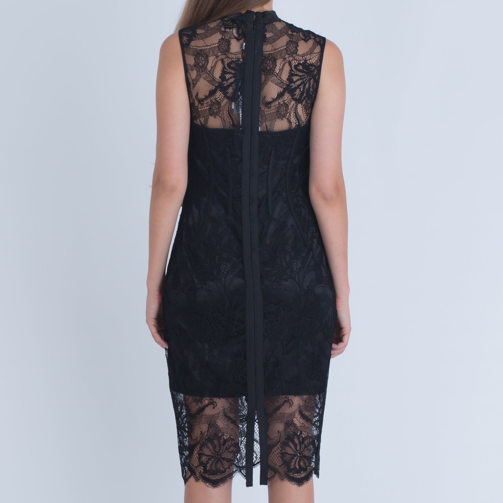 Marciano Nerhu Collar Sleeveless Lace Dress Black