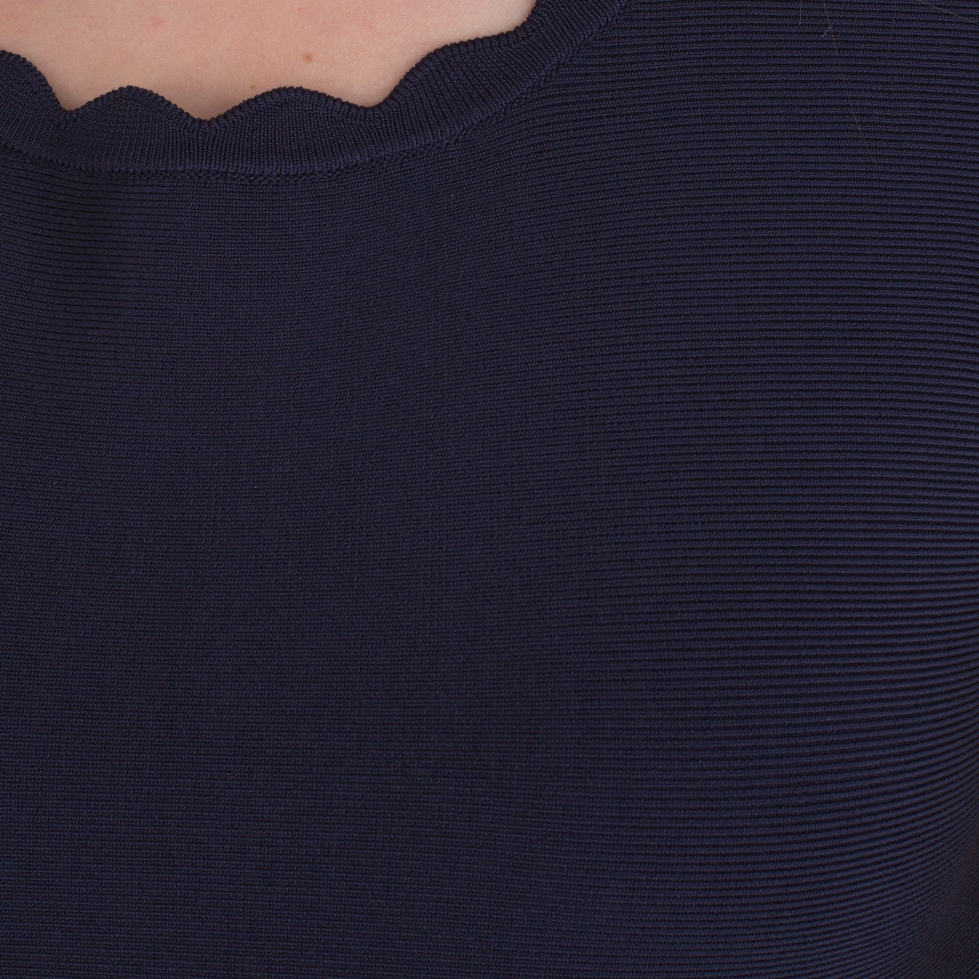 Marciano Scalloped Hem And Neck Fit And Flare Dress Navy