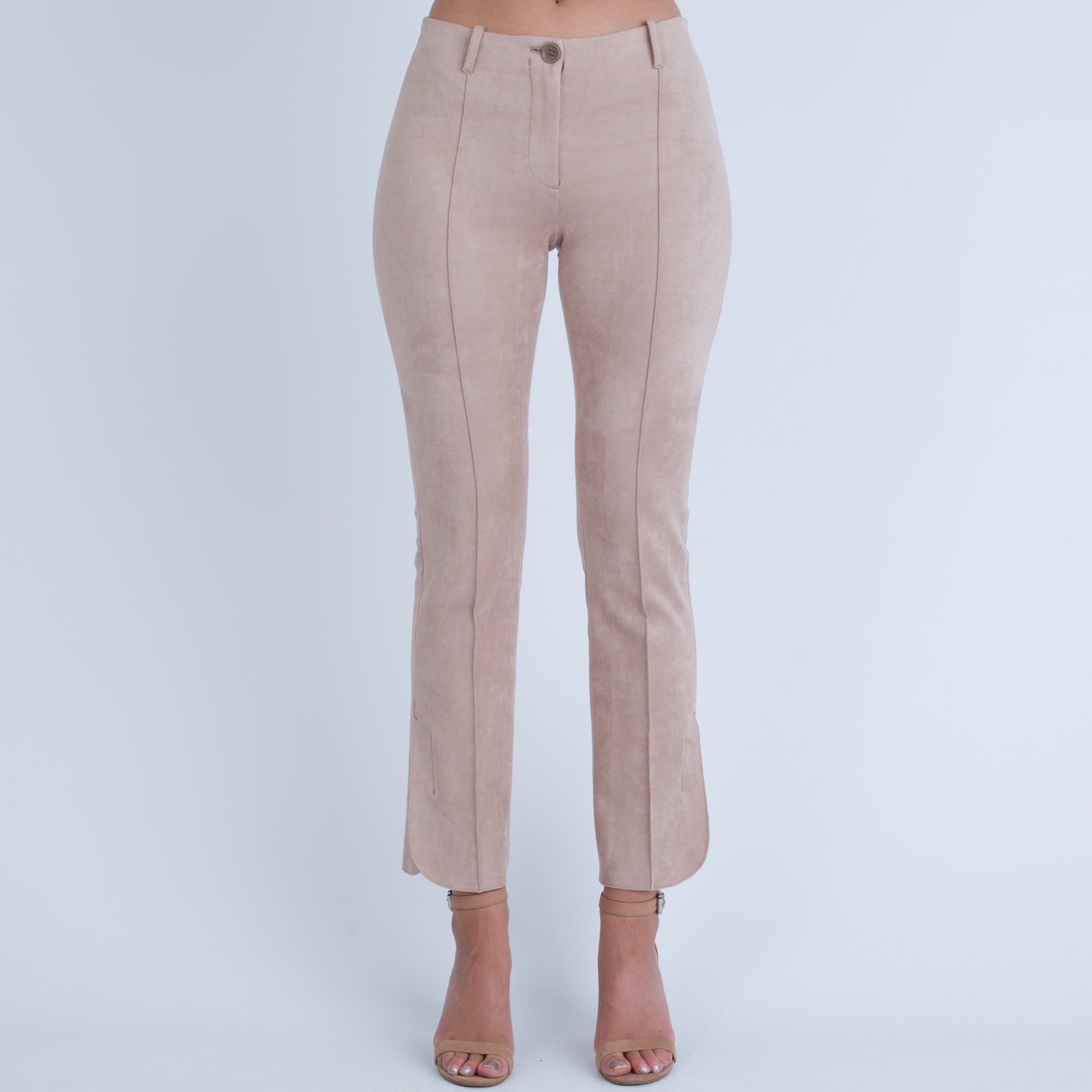Marc Cain Faux Suede Trouser With Ankle Split Nude