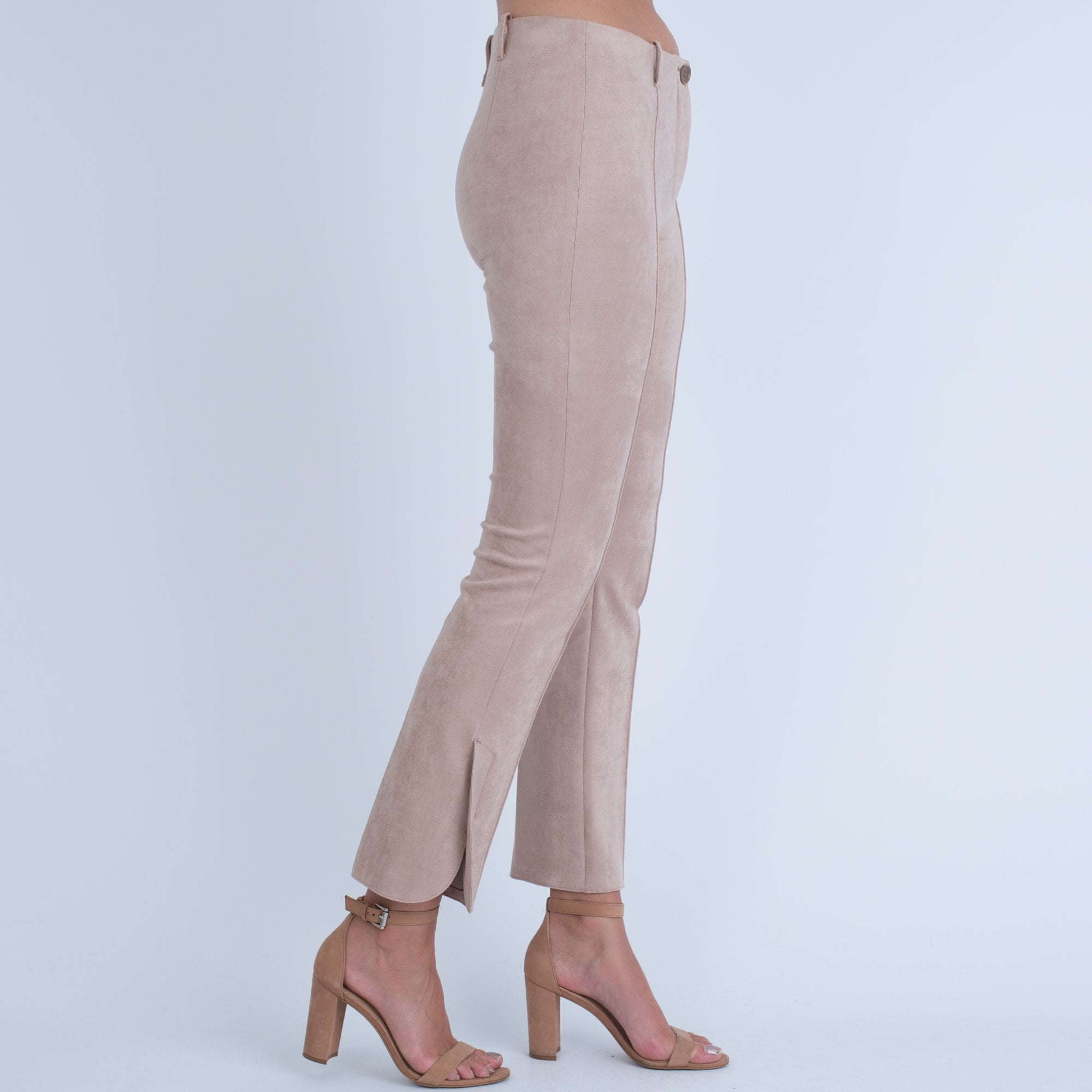 Marc Cain Faux Suede Trouser With Ankle Split Nude