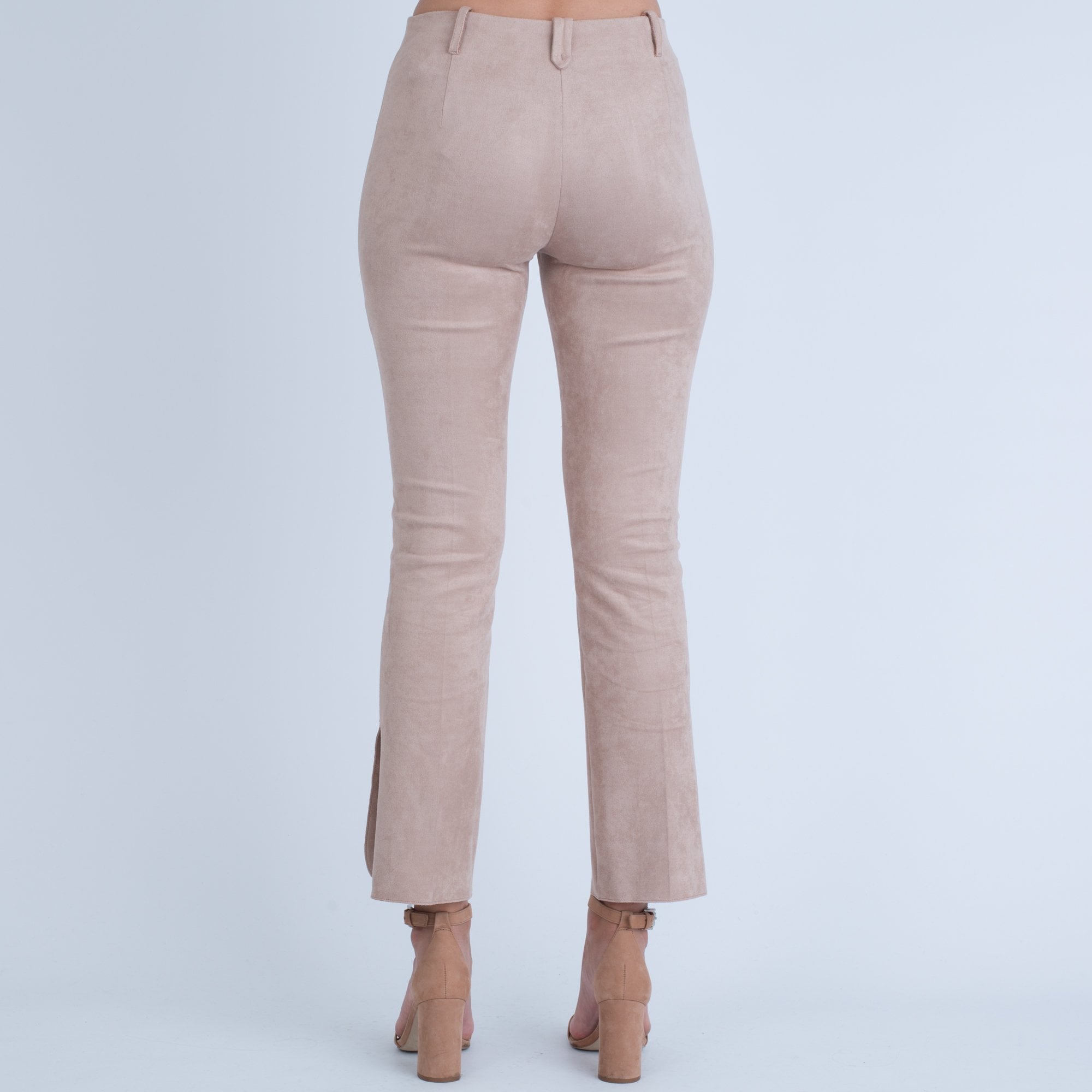 Marc Cain Faux Suede Trouser With Ankle Split Nude