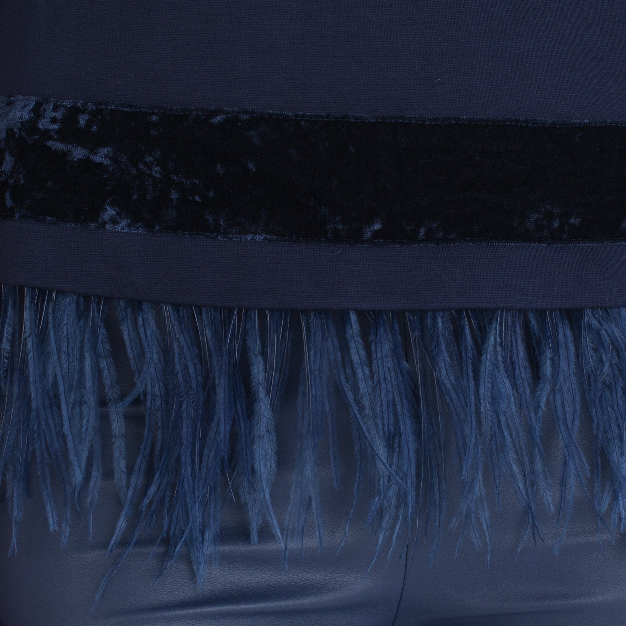 Riani Scoop Neck Top With Velvet Trim And Detatchable Fe Navy