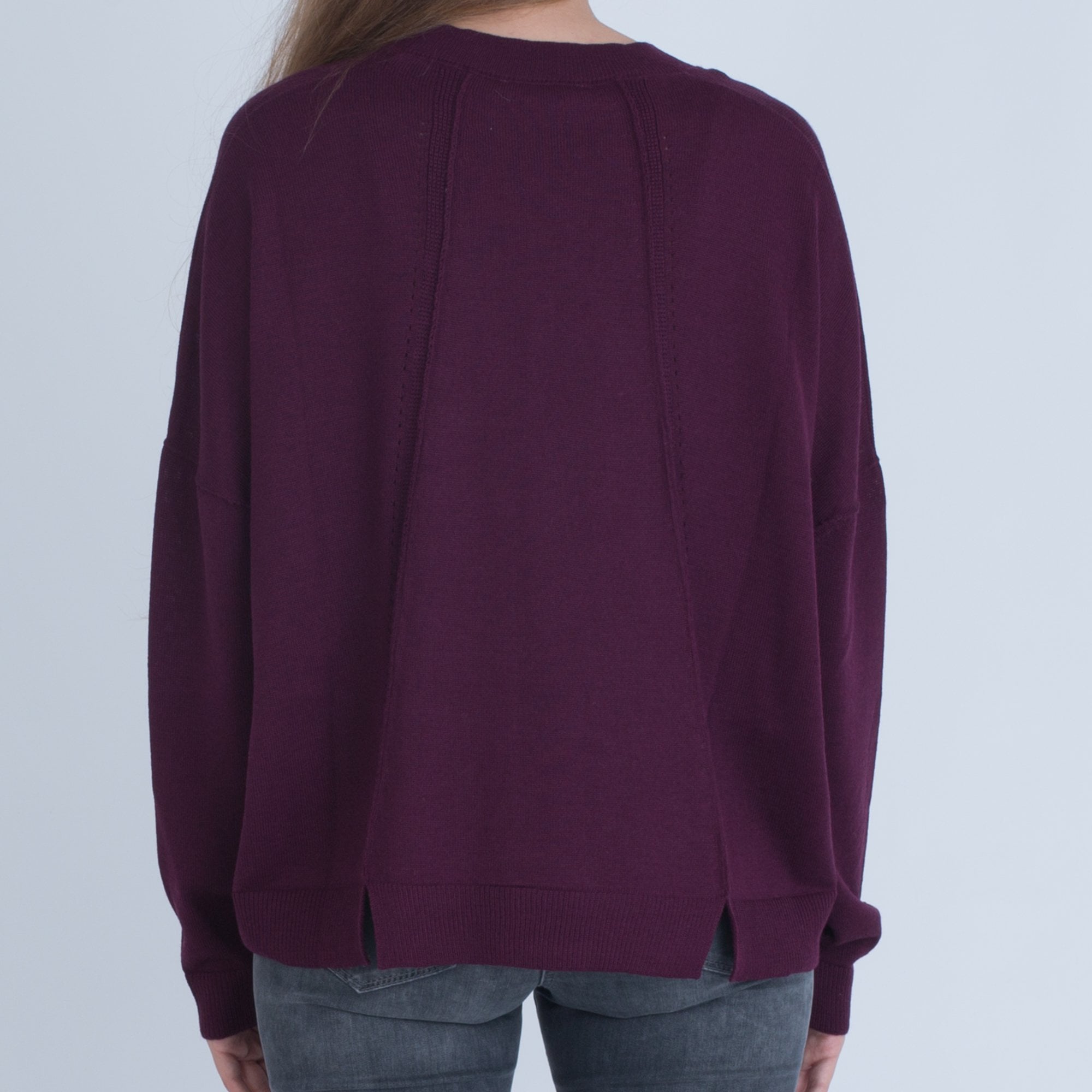 Crea Concept Round Neck Fine Knit Jumper Mulberry