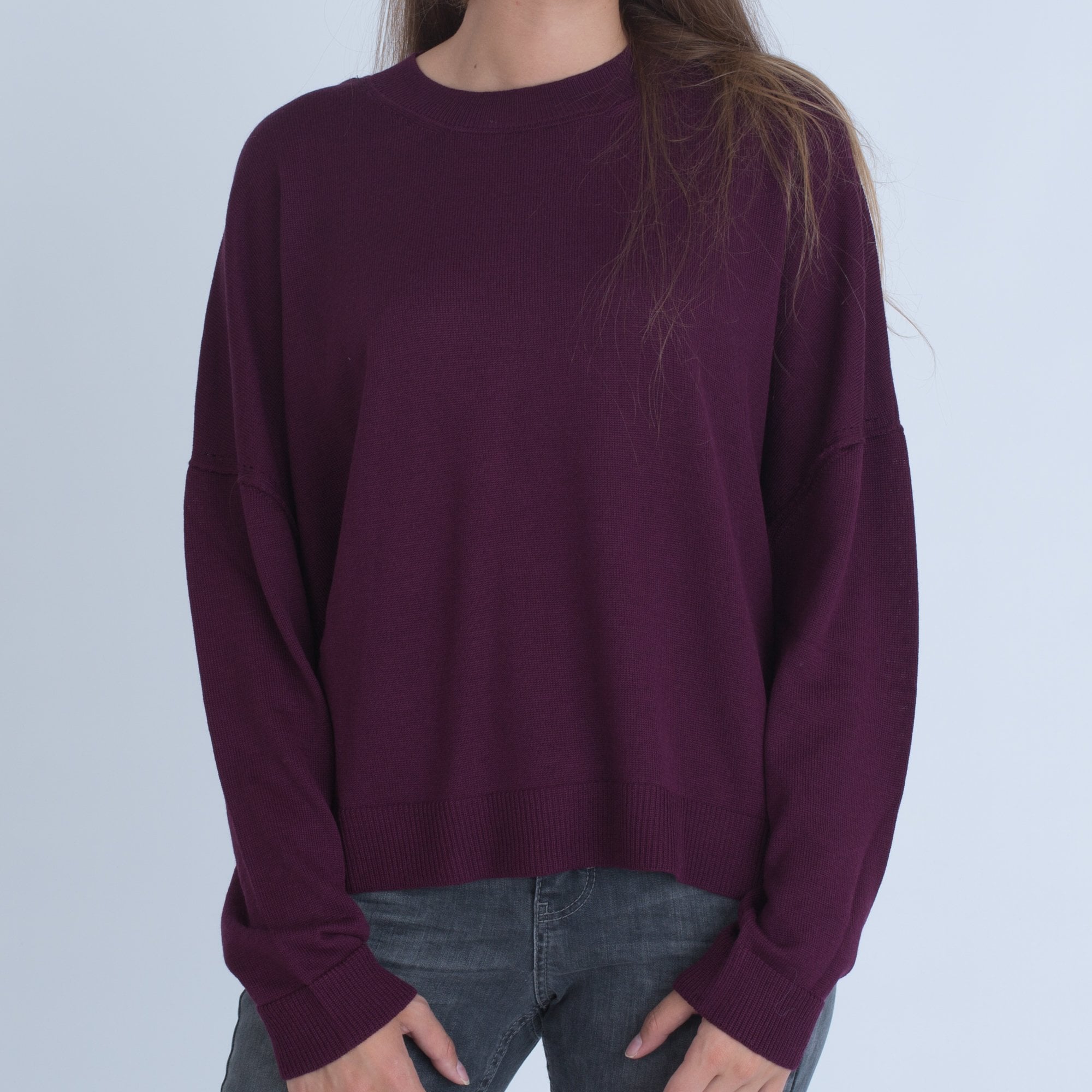Crea Concept Round Neck Fine Knit Jumper Mulberry