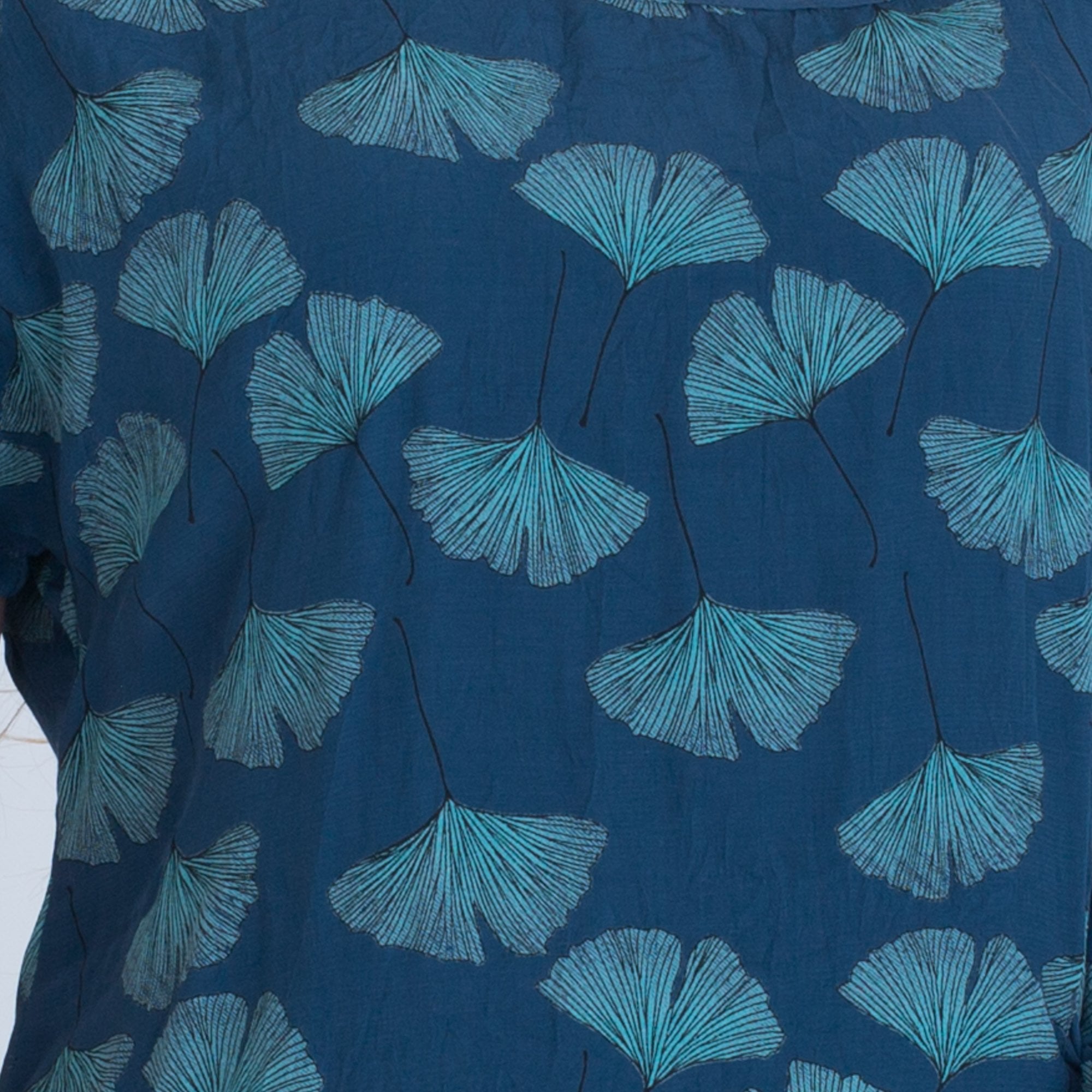 Masai Emely Fan Print Blouse With Tie Side Teal