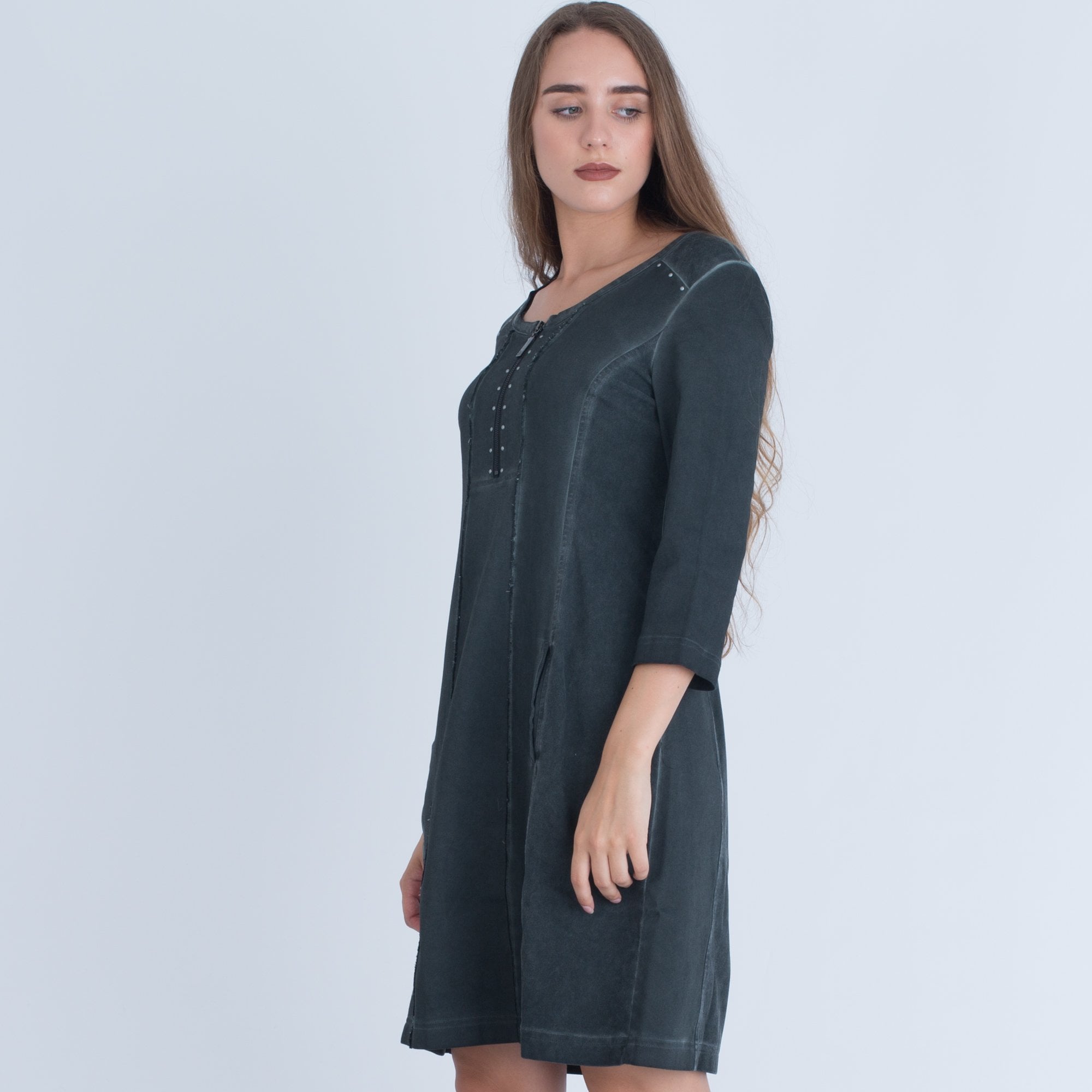 Simclan Suede Feel Stud Dress Dark Olive