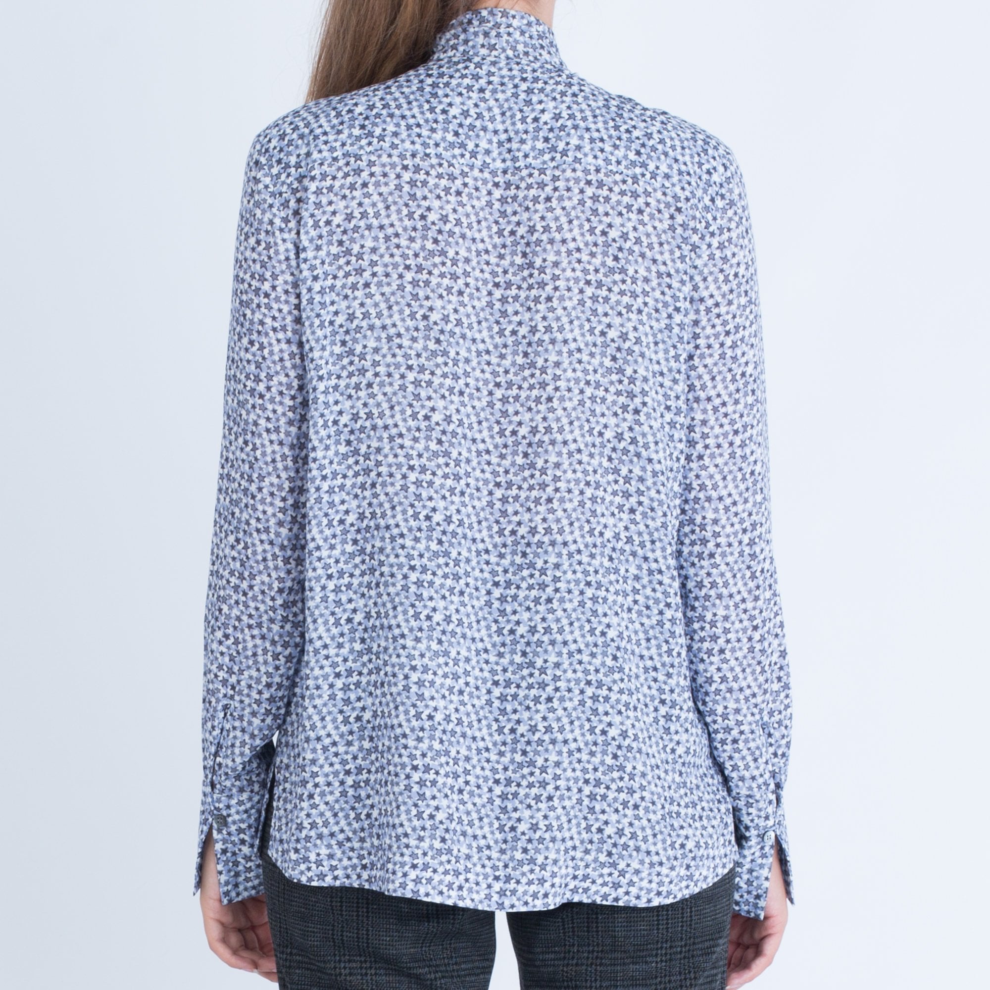 Riani Star Pattern Tie Neck Blouse Blue