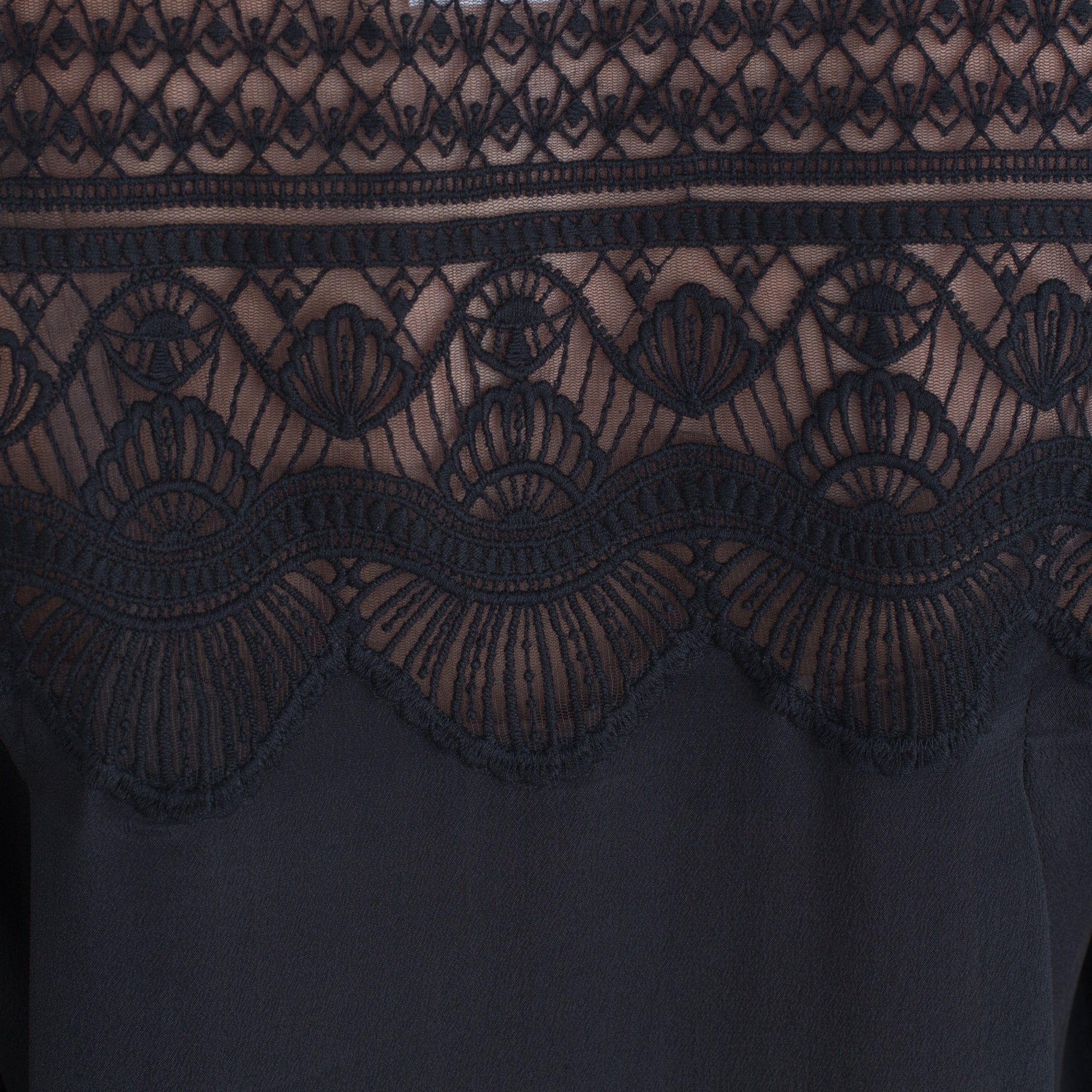 Rosemunde Firenze Lace Top Dip Back Blouse Black