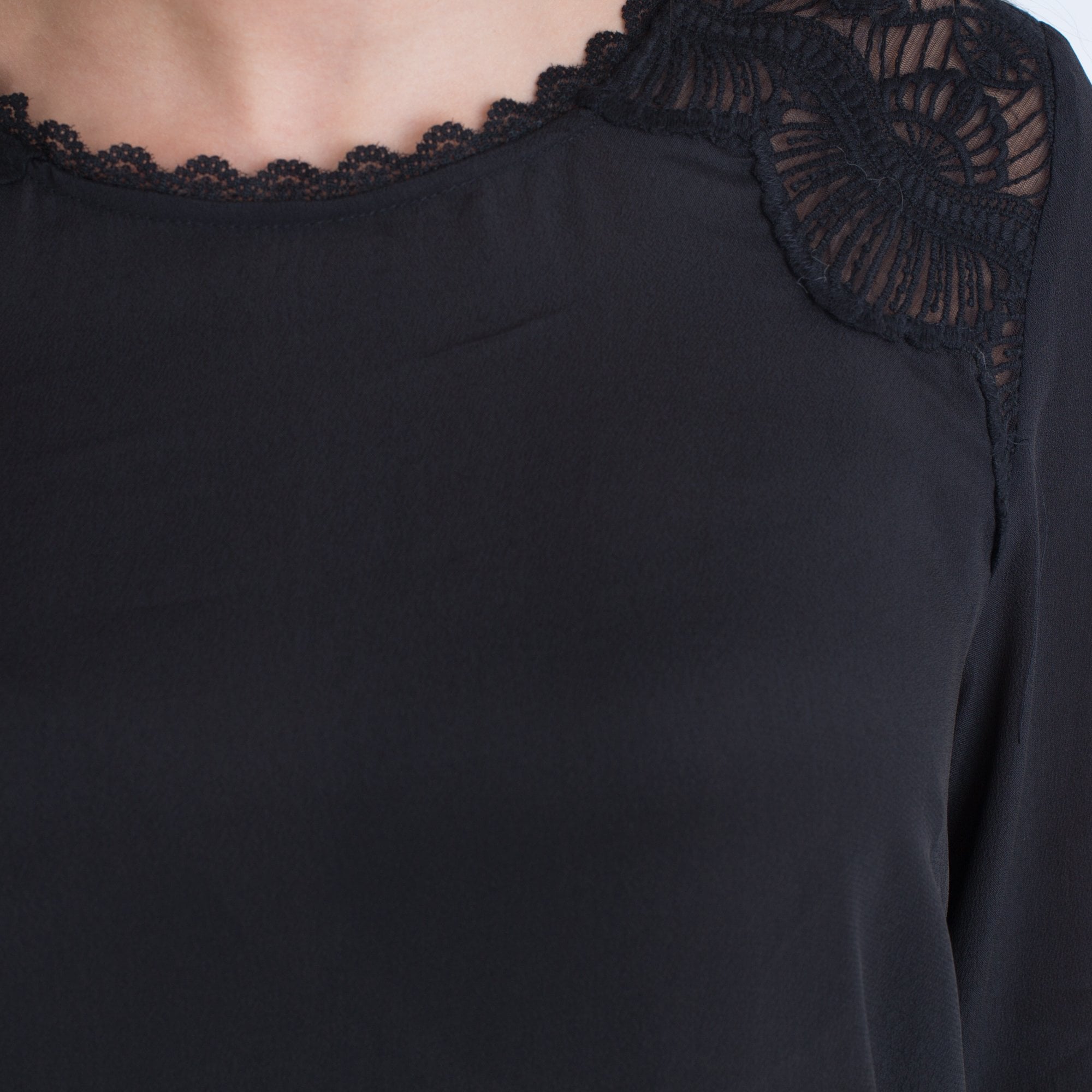 Rosemunde Firenze Lace Top Dip Back Blouse Black