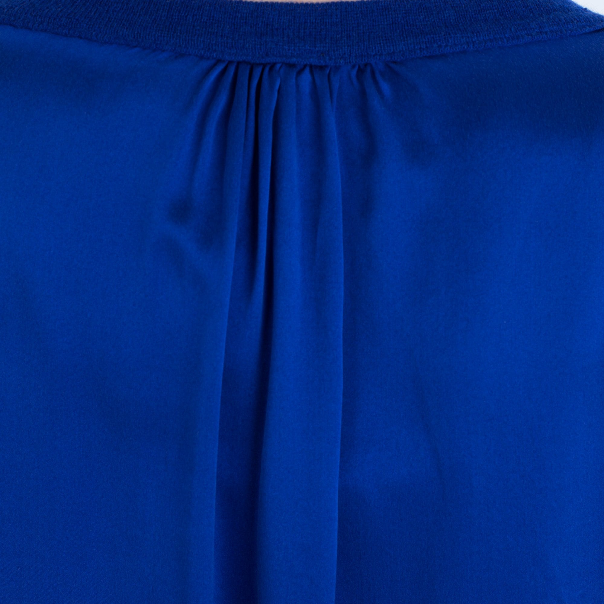Marc Cain Round Neck Silk Back Jumper With Studded Neck Cobalt