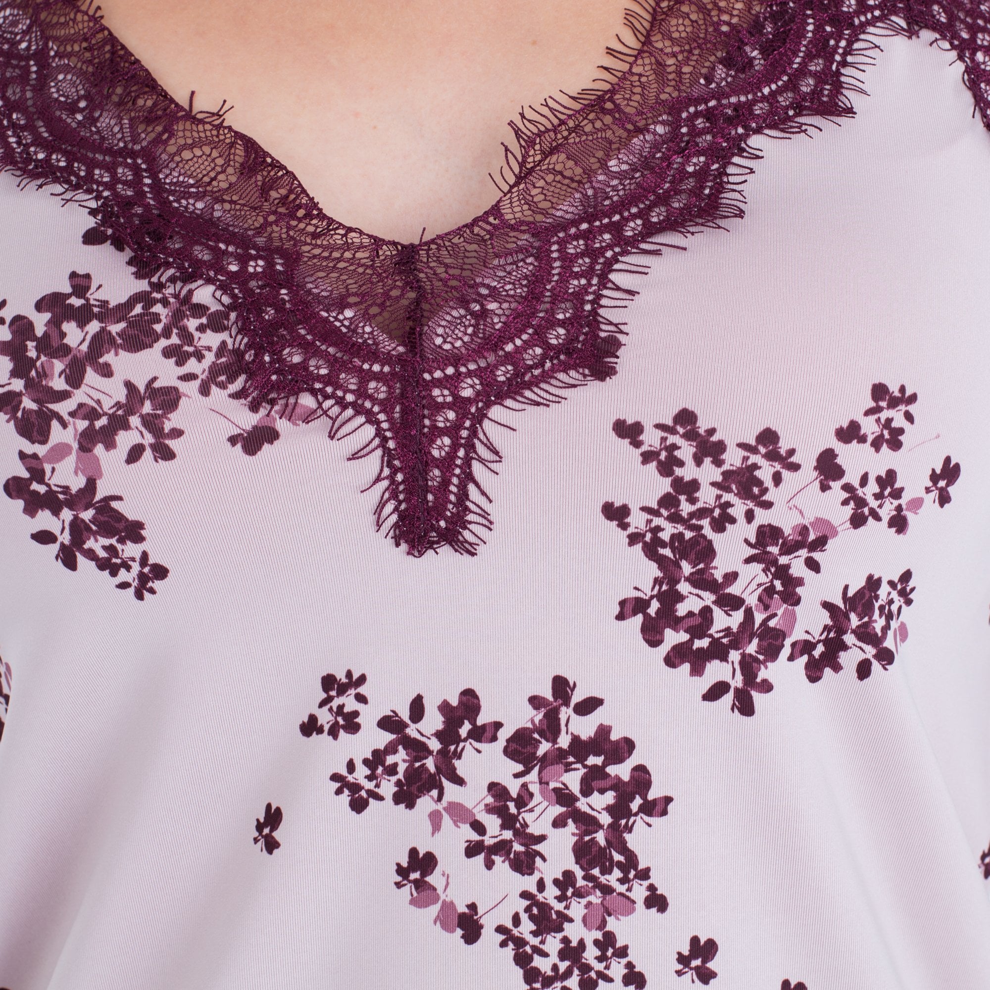 Rosemunde A Line Adjustable Strap Lace Trim Vest Pink/Burgundy