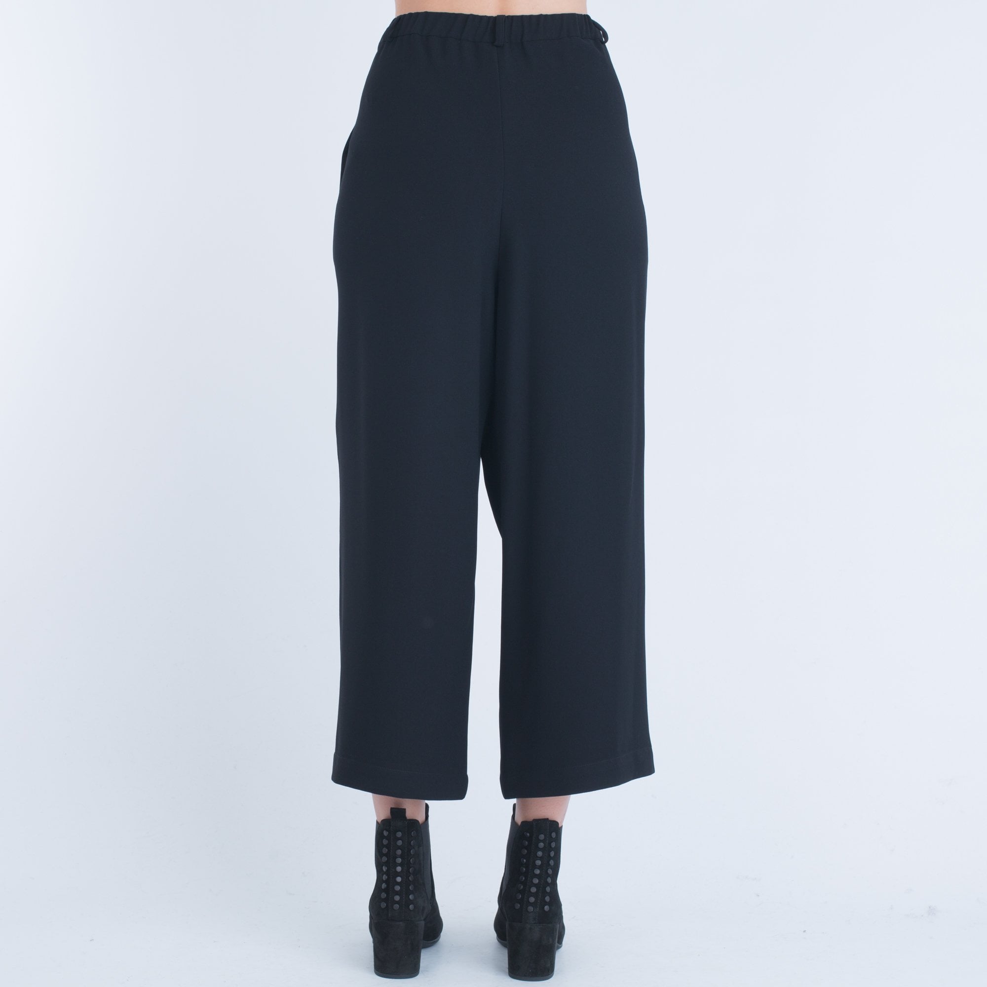 Crea Concept Crepe Cropped Wide Trouser Black