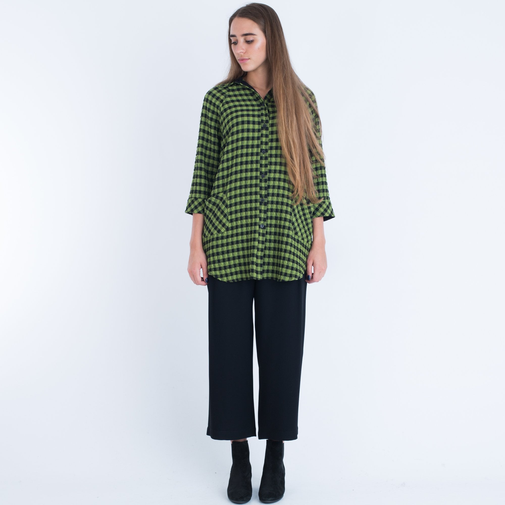 Crea Concept Crepe Cropped Wide Trouser Black