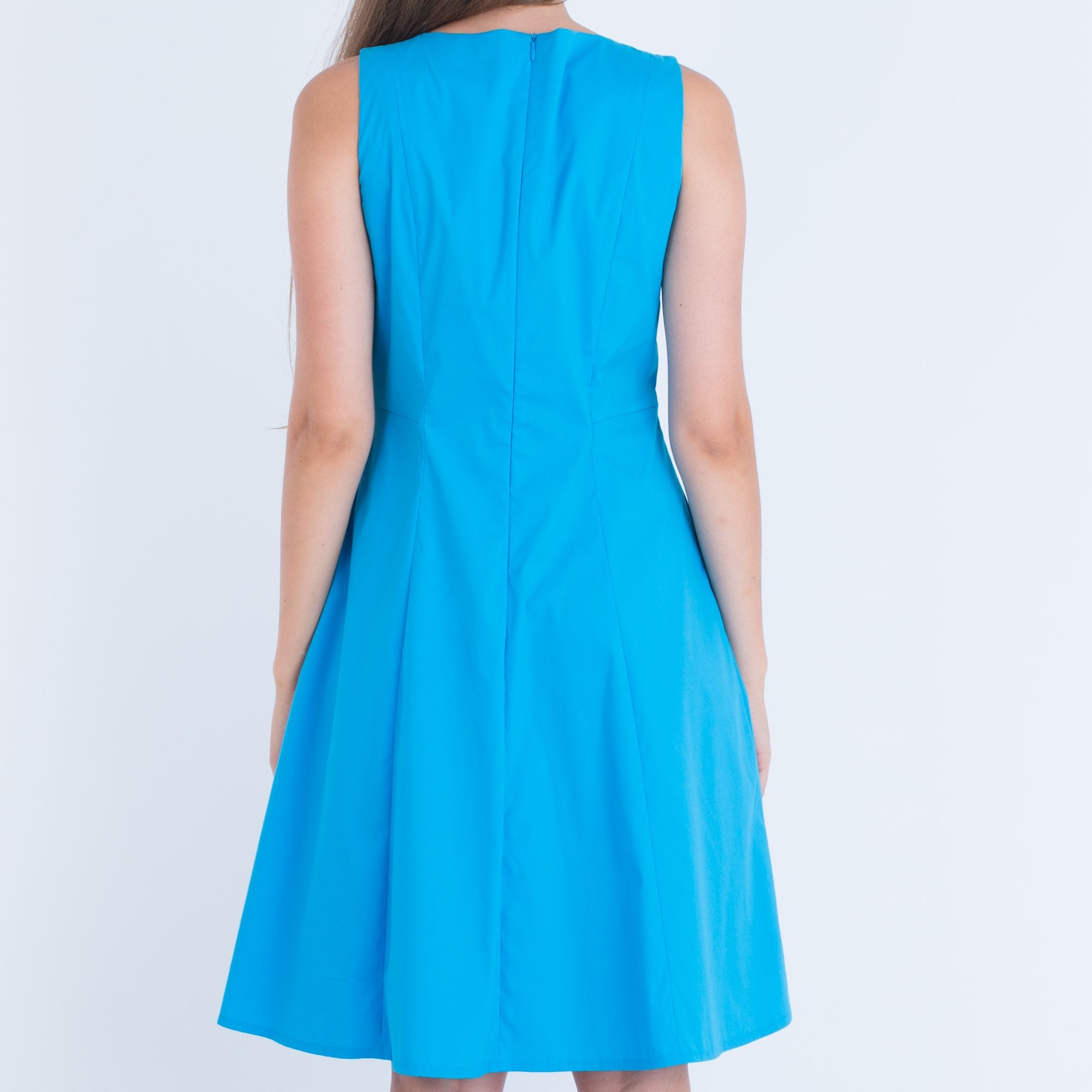 Luisa Cerano Cotton Sleeveless A Line Dress Aqua