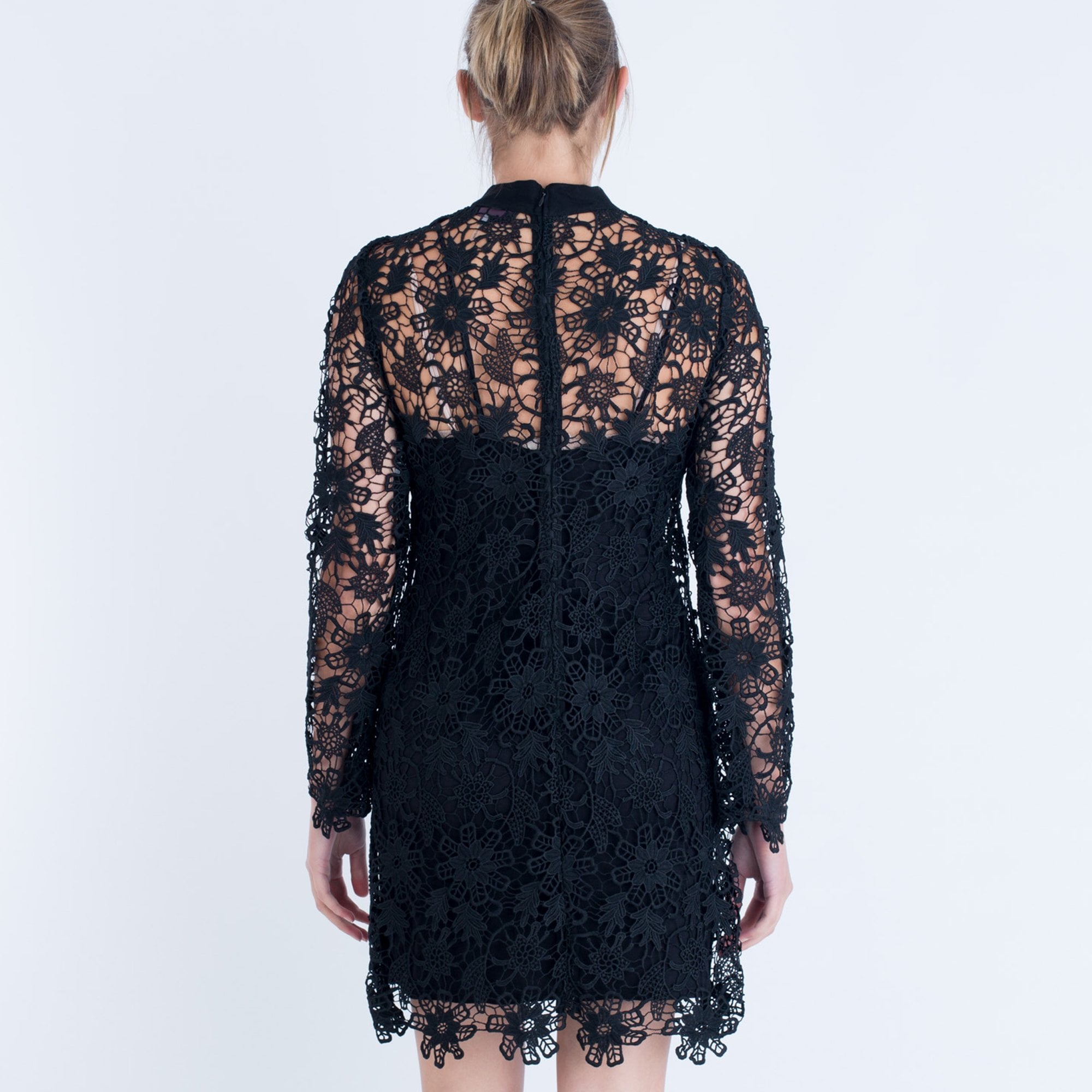 Hale Bob Roll Neck Lace Dress Black