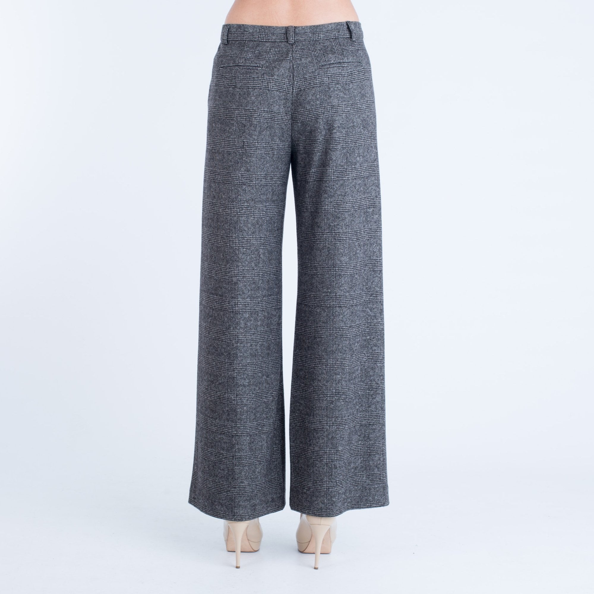Weekend By Maxmara Segnale Check Wide Leg Trouser Grey