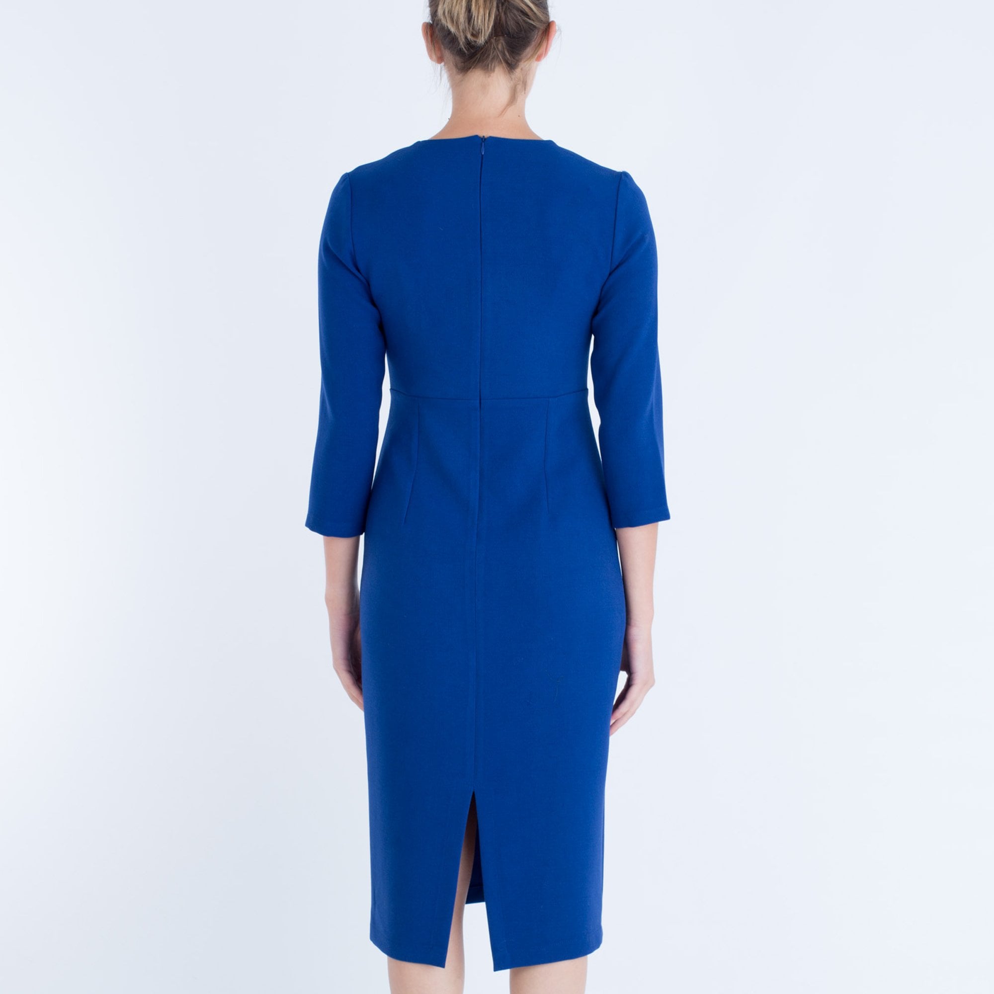 Camelot V Neck Empire Seam Dress Blue