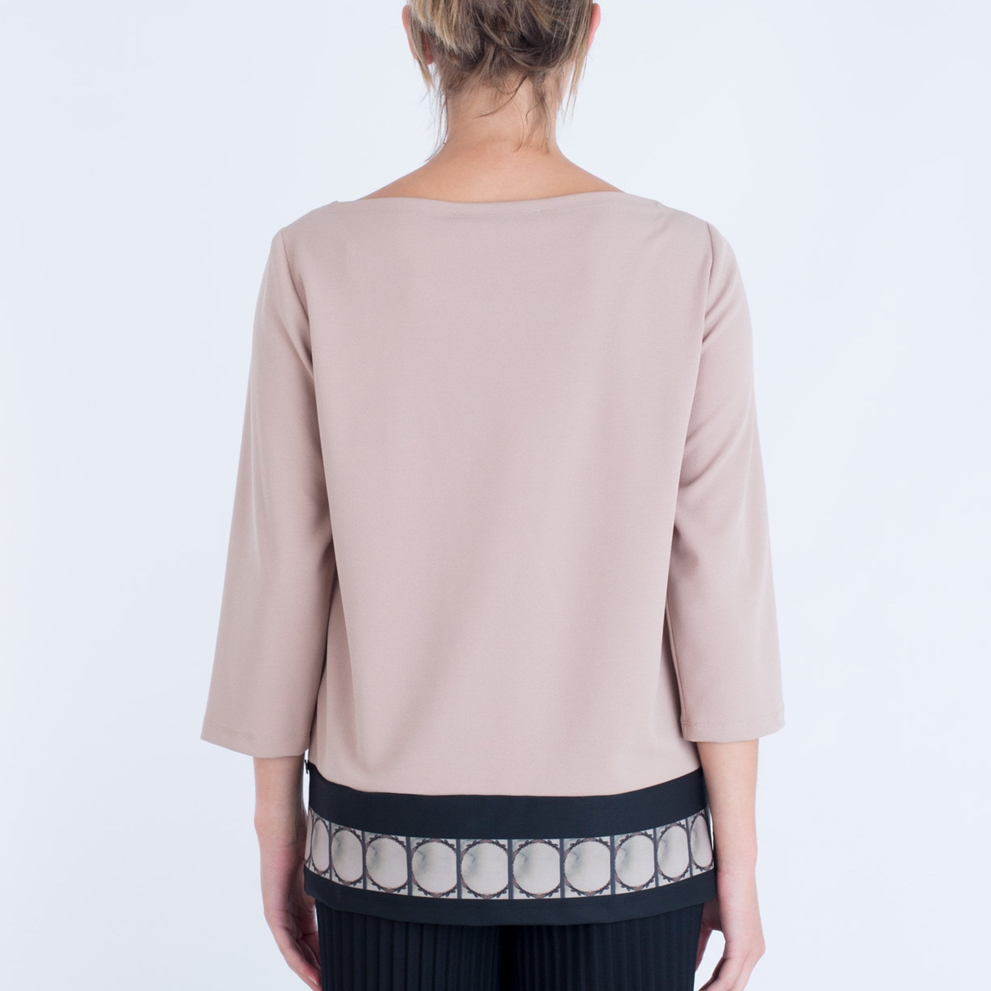 Camelot Circle Hem Round Neck Tunic Beige