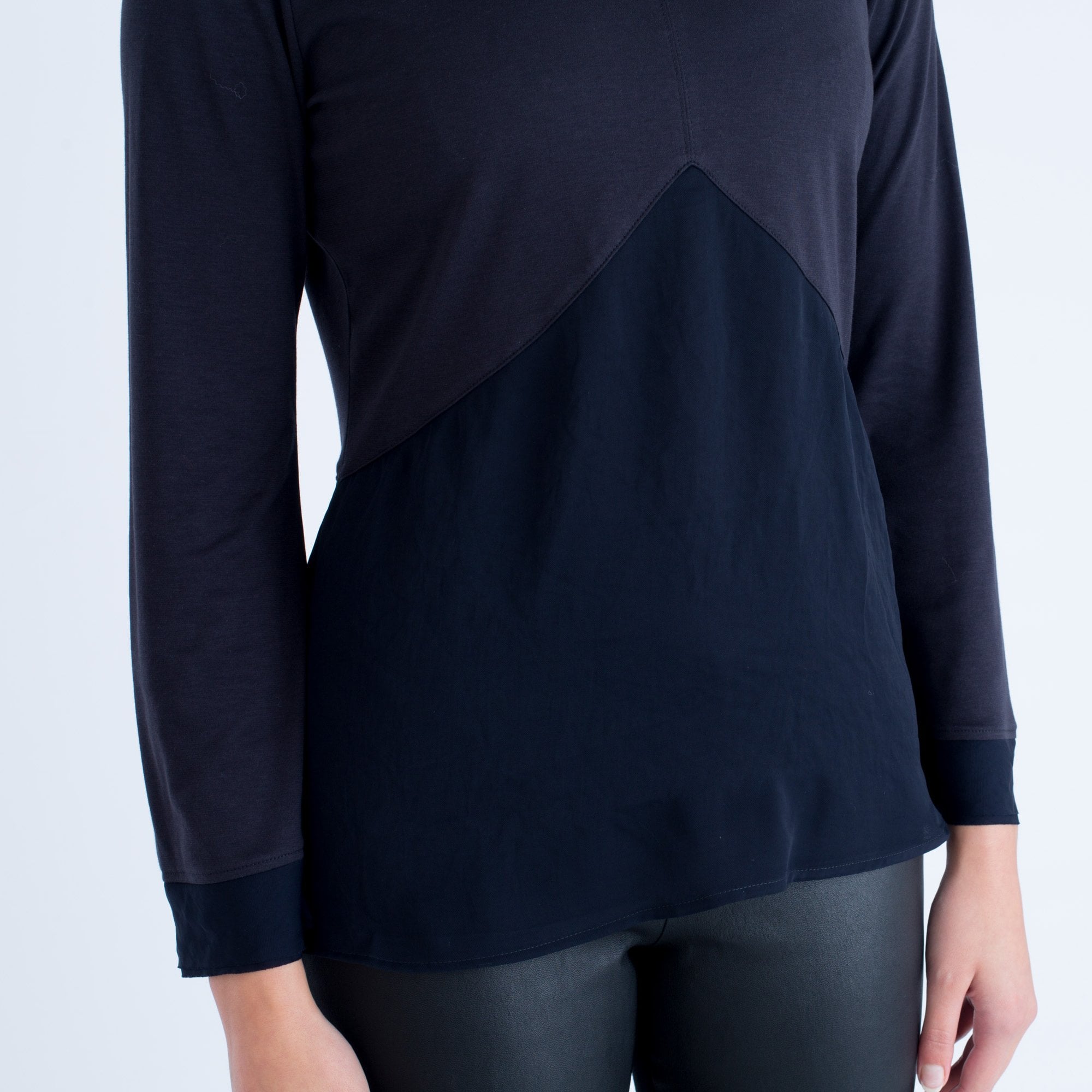 Marc Cain Jersey And Cupro Top Navy