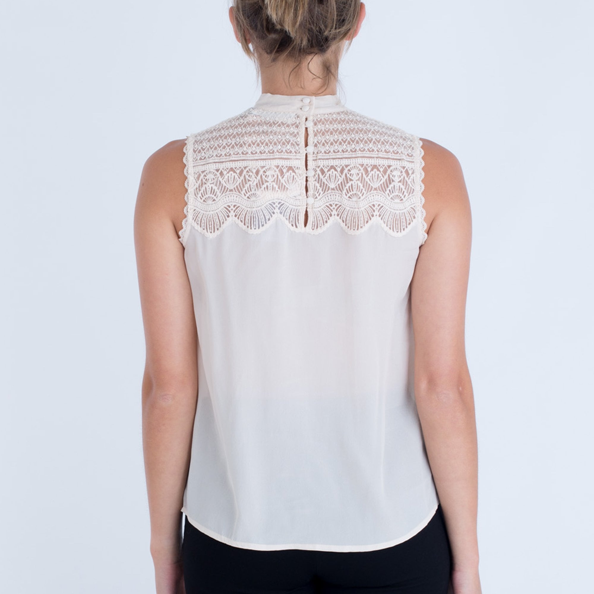 Rosemunde Firenze Lace Top Sleeveless Blouse Cream