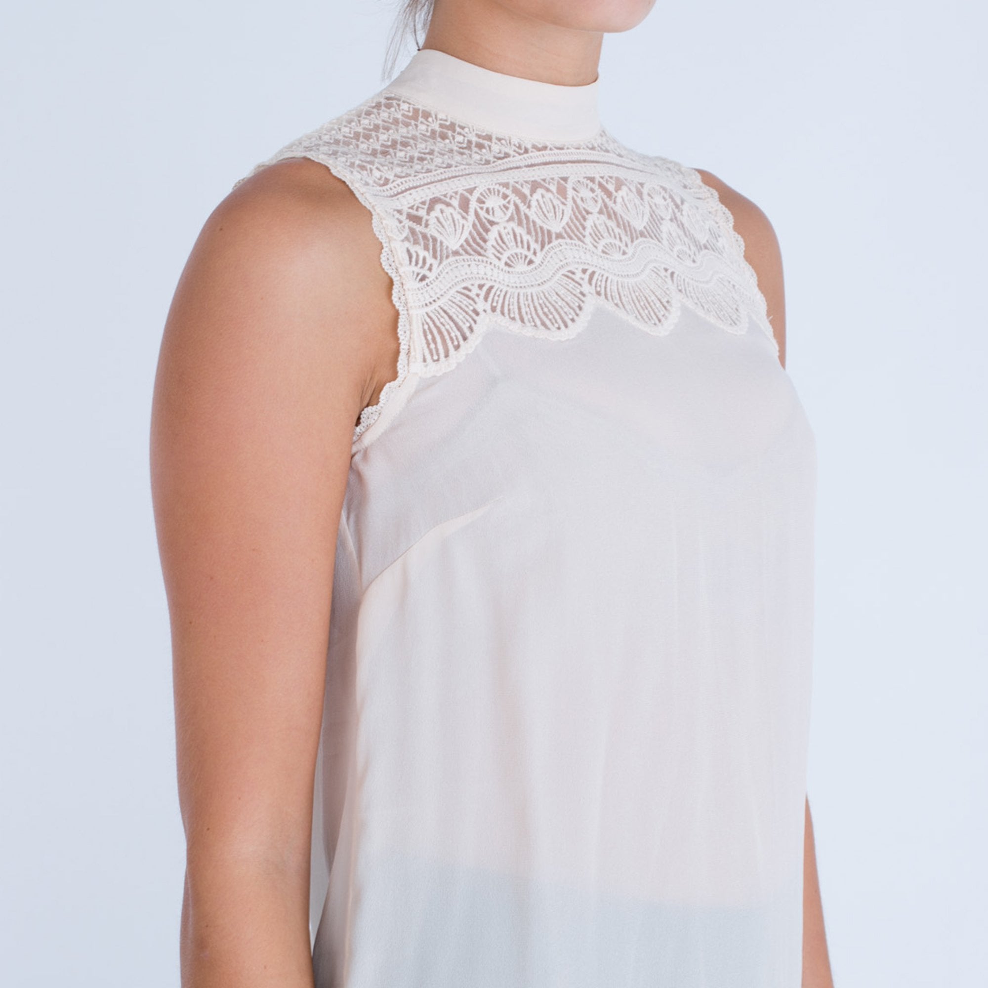 Rosemunde Firenze Lace Top Sleeveless Blouse Cream