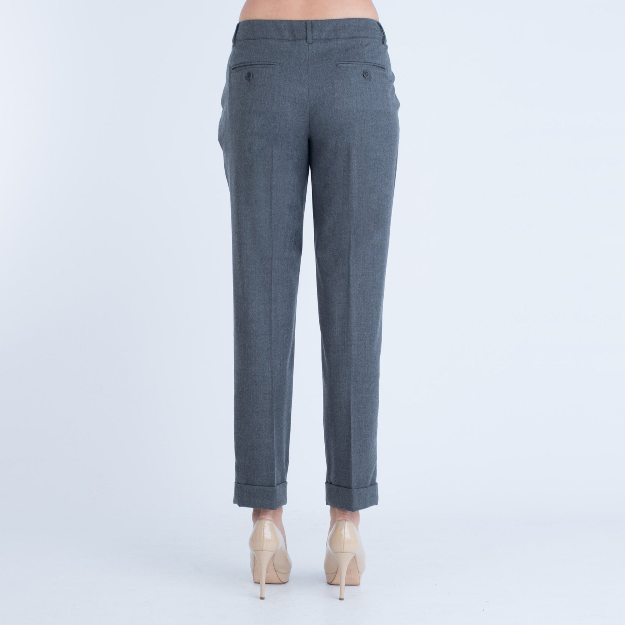 Weekend By Maxmara Buono Fine Check Tailored Trouser Dark Grey